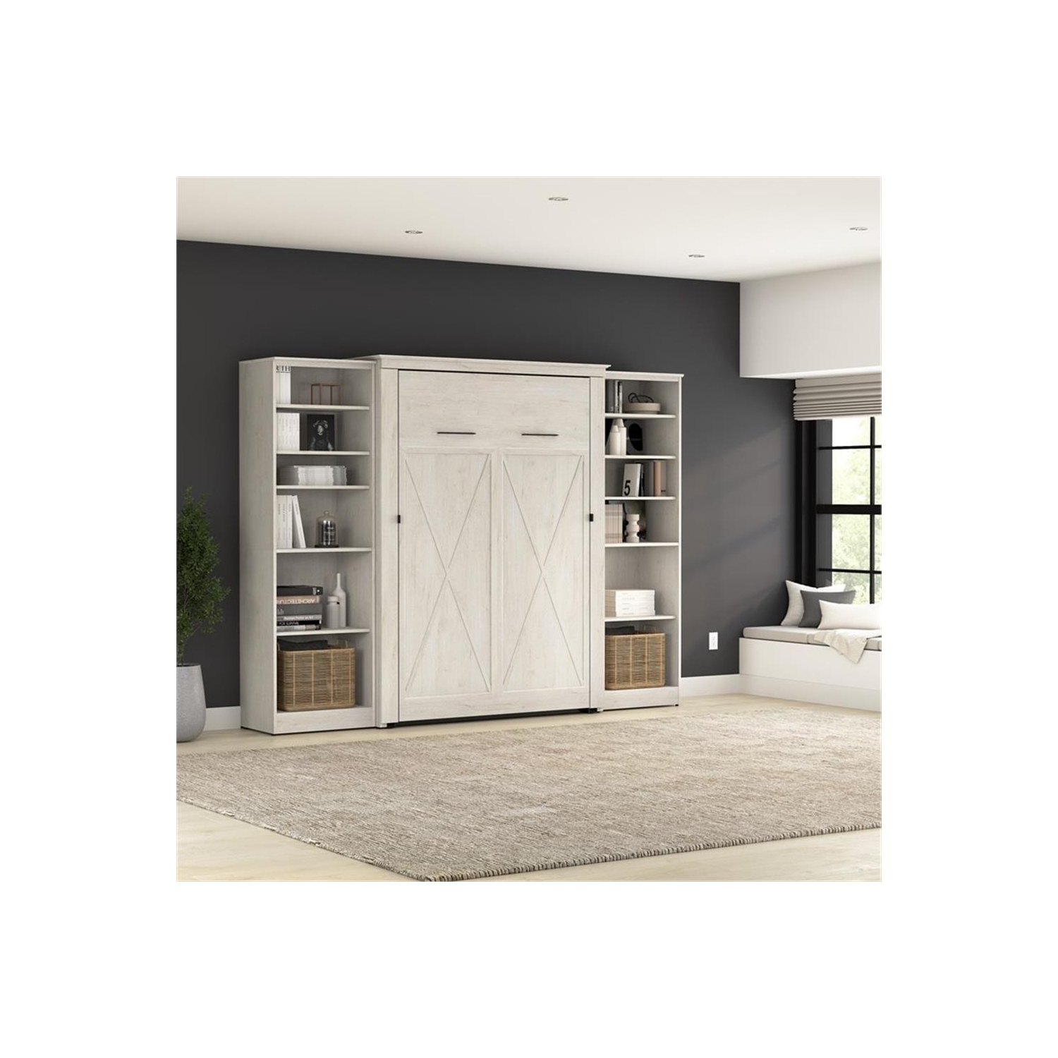 Bestar Key West Full Murphy Bed with Closet Organizers - Engineered Wood