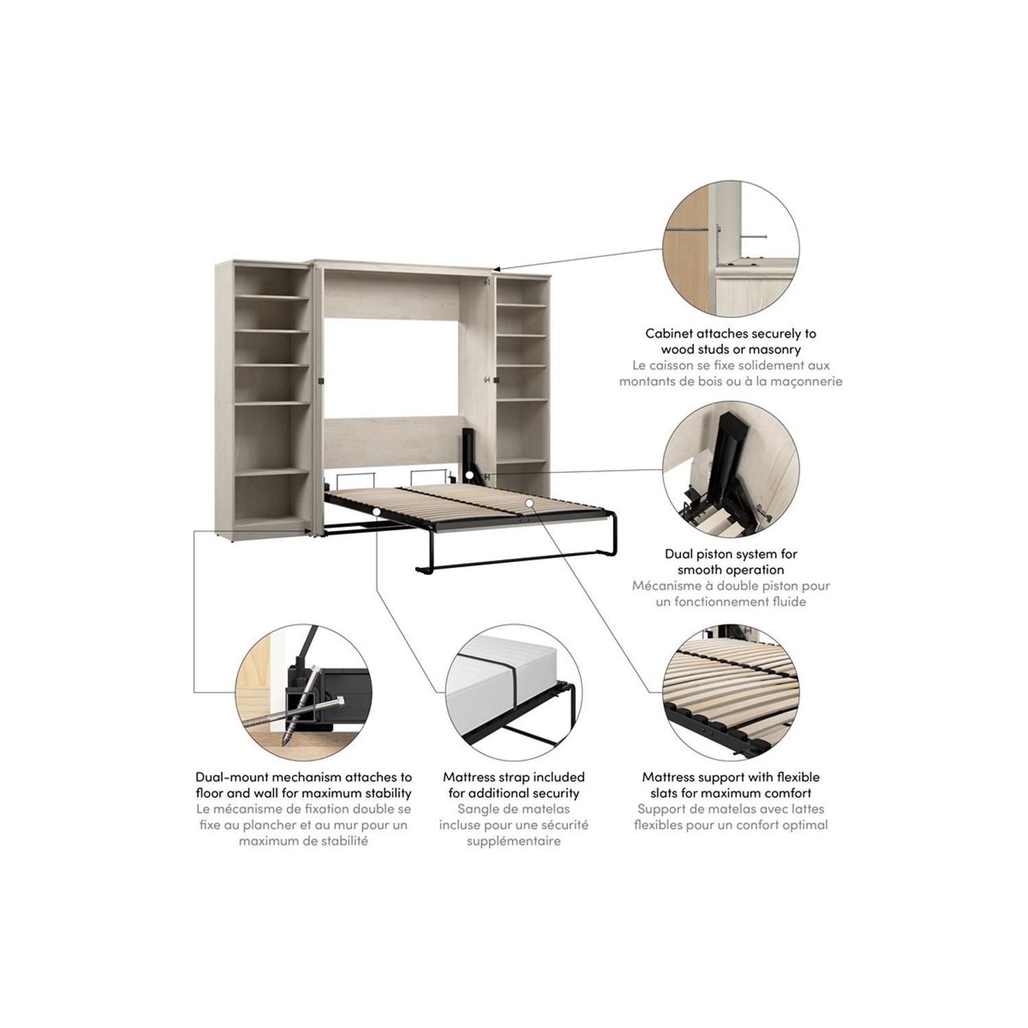 Bestar Key West Full Murphy Bed with Closet Organizers - Engineered Wood