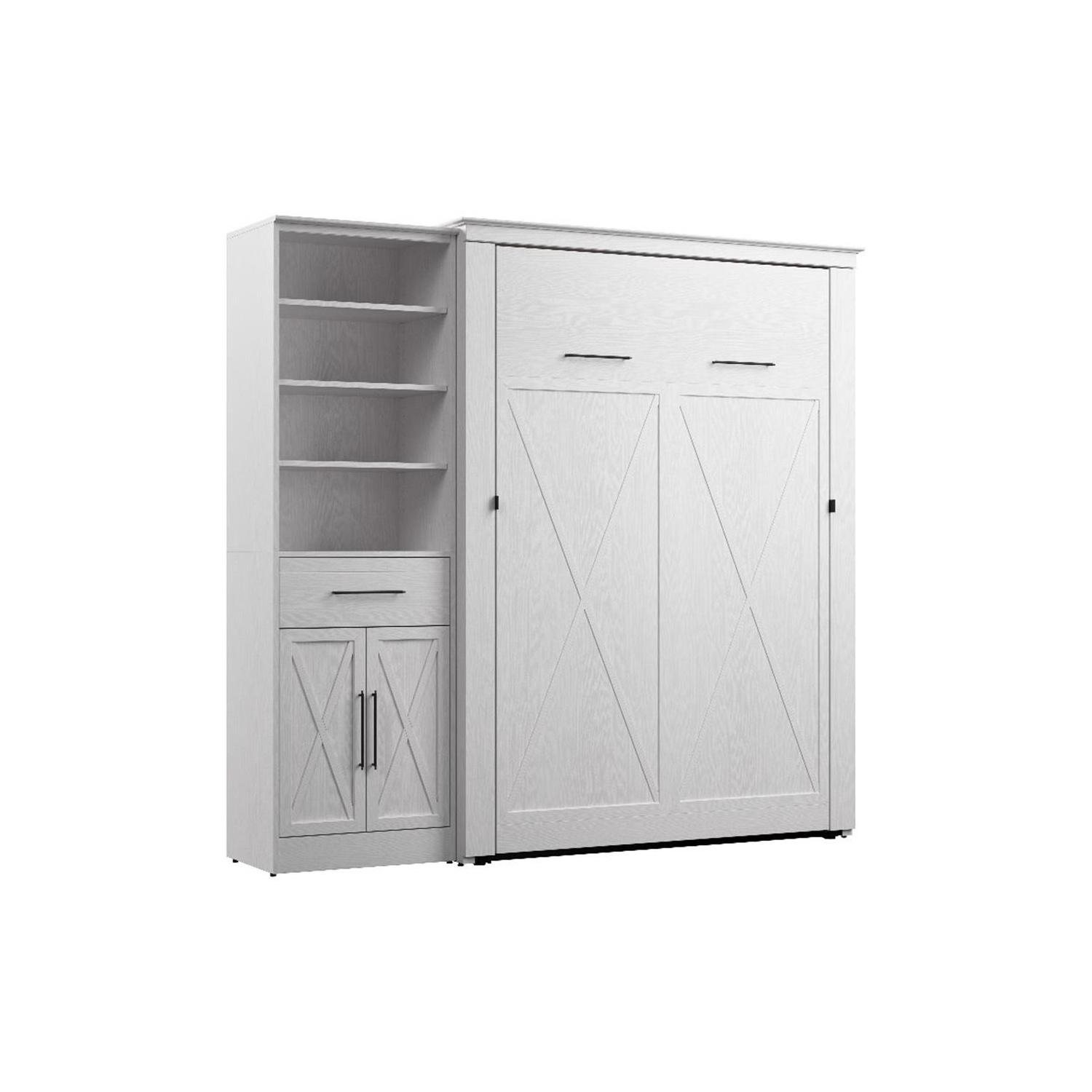 Bestar Key West Full Murphy Bed with Wardrobe - Engineered Wood in White