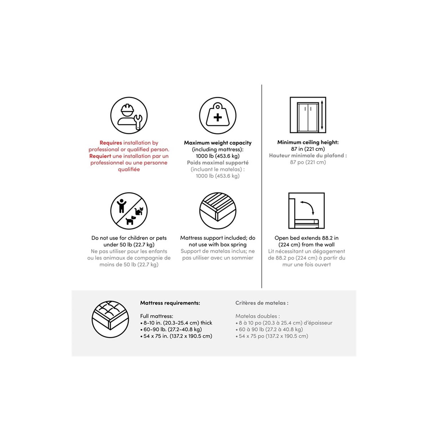 Bestar Key West Full Murphy Bed with Wardrobe - Engineered Wood in White