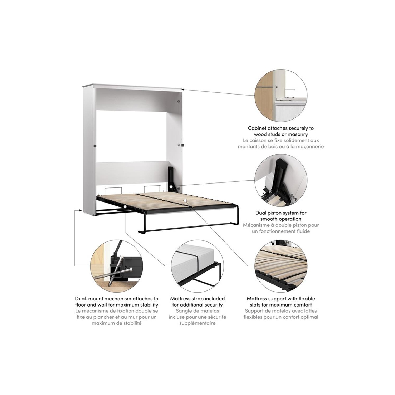 Bestar Key West 69W Queen Murphy Bed - Engineered Wood in White