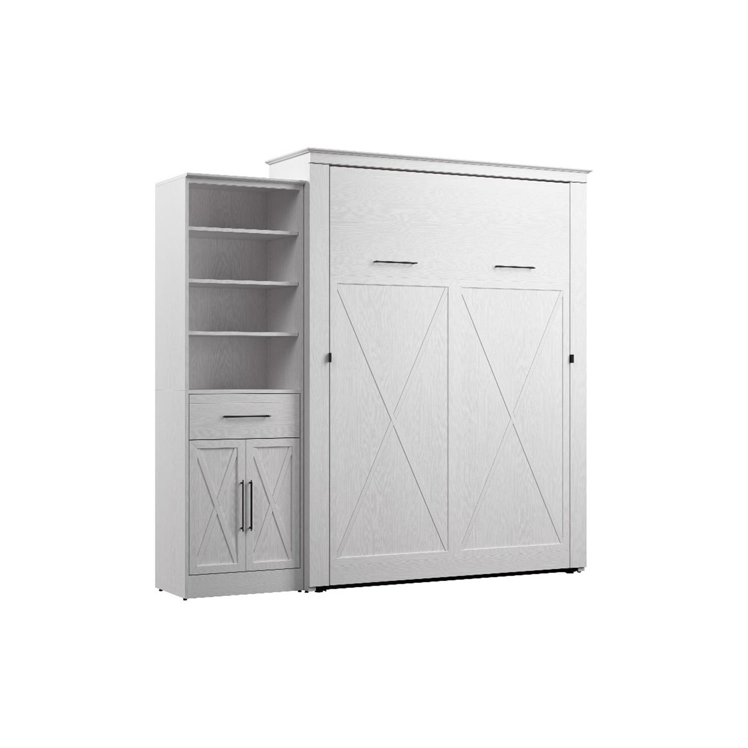 Bestar Key West Queen Murphy Bed with Wardrobe - Engineered Wood in White