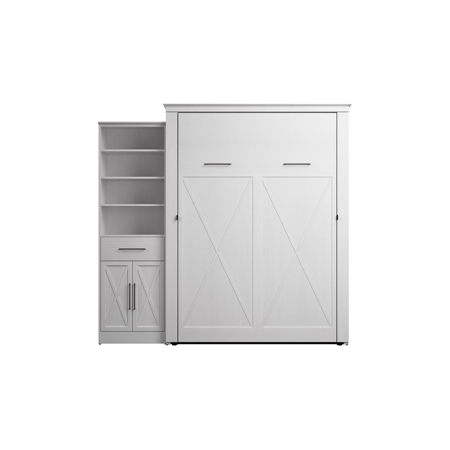 Bestar Key West Queen Murphy Bed with Wardrobe - Engineered Wood in White