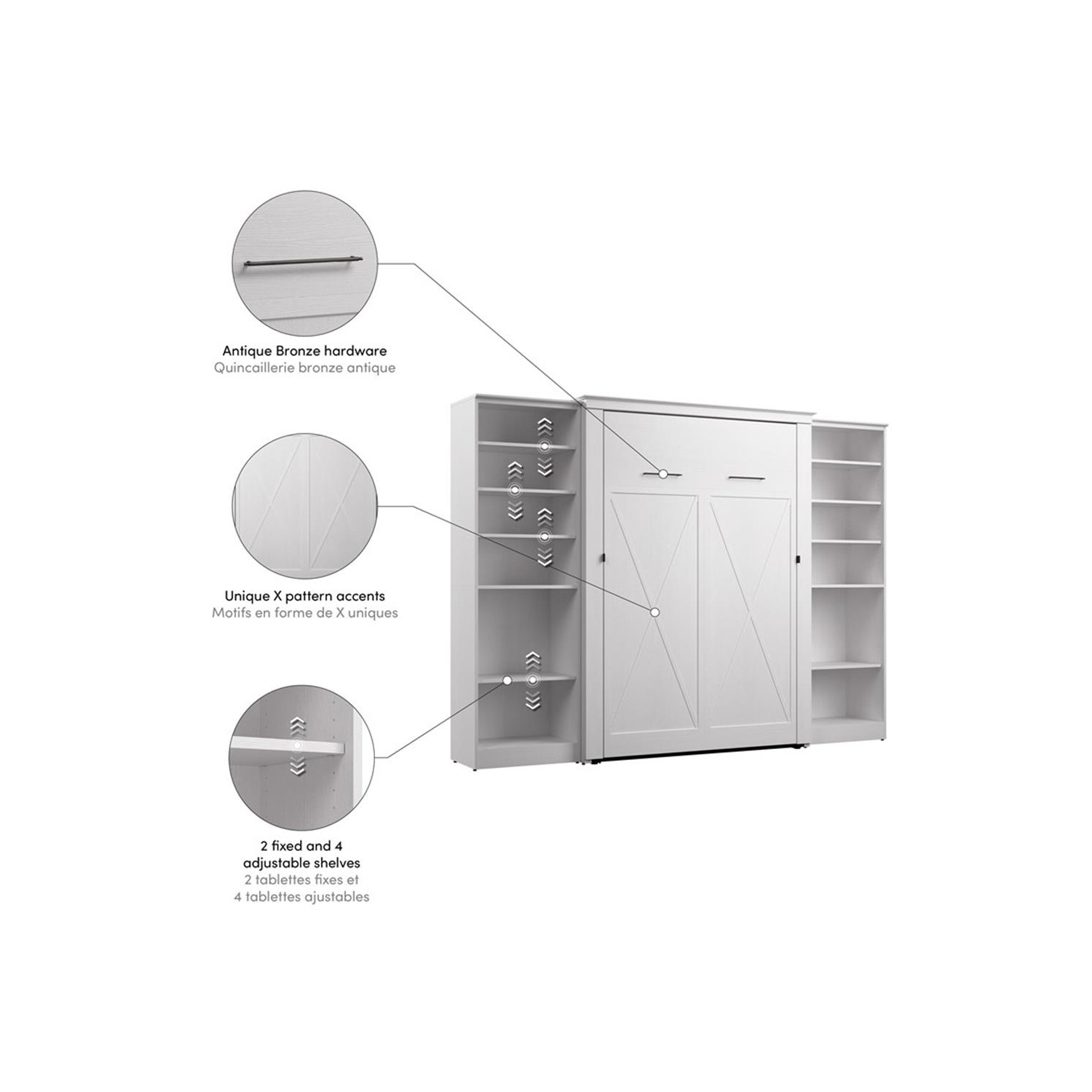 Lit escamotable deux places Key West de Bestar avec range-placard - bois d'ingénierie