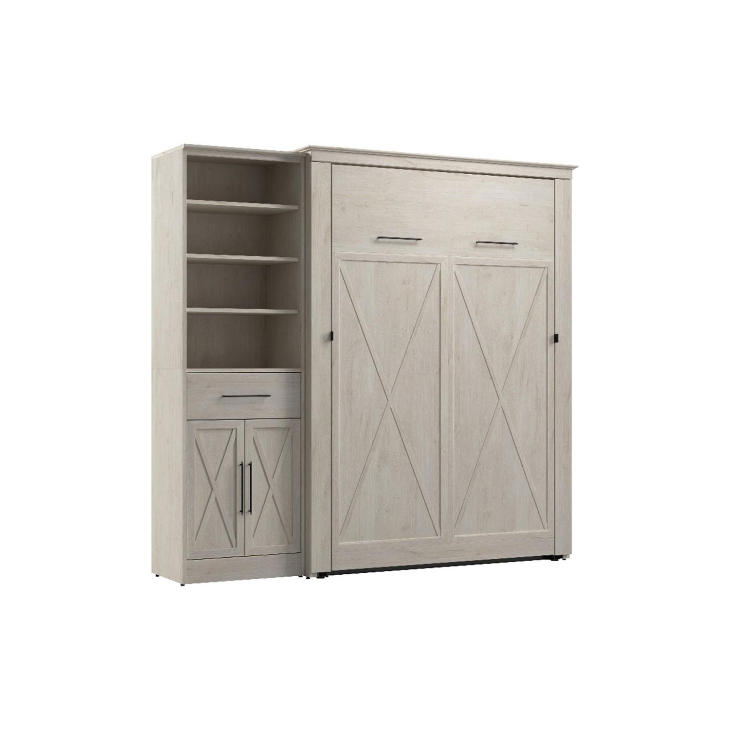Bestar Key West Full Murphy Bed with Wardrobe - Engineered Wood in White