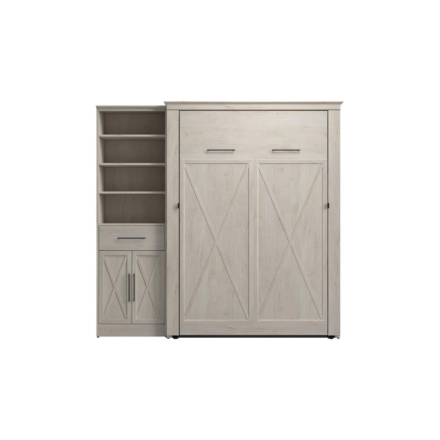 Bestar Key West Full Murphy Bed with Wardrobe - Engineered Wood in White