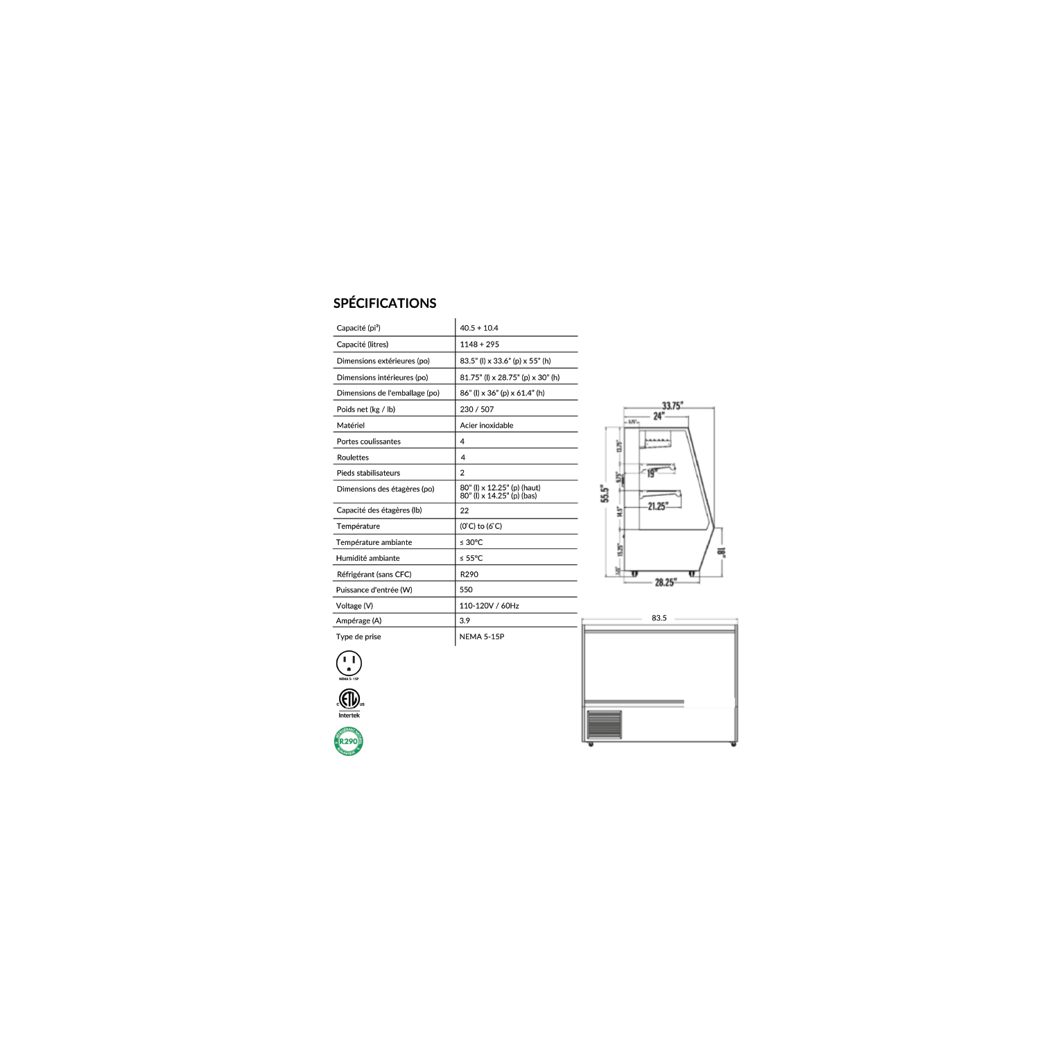 NOUVEAU AIR NDDC-84-GC 84 po comptoir commercial de charcuterie 34,5 pi3 avec Avec Gravity Coil - idéal pour les restaurants, cafés, Deles & Markets