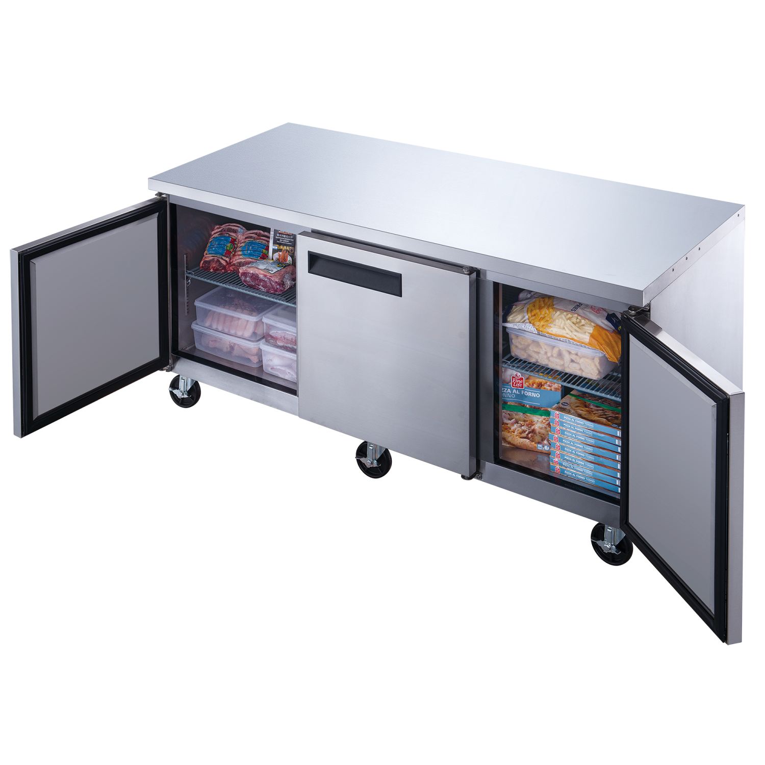 NEW AIR NUF-072-SS Commercial 72″ Stainless Steel 19 cu ft Triple Door Undercounter Freezer - Ideal For Commercial Kitchens, Restaurants and