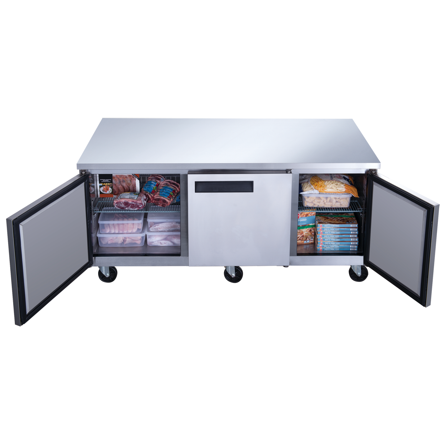 NEW AIR NUF-072-SS Commercial 72″ Stainless Steel 19 cu ft Triple Door Undercounter Freezer - Ideal For Commercial Kitchens, Restaurants and