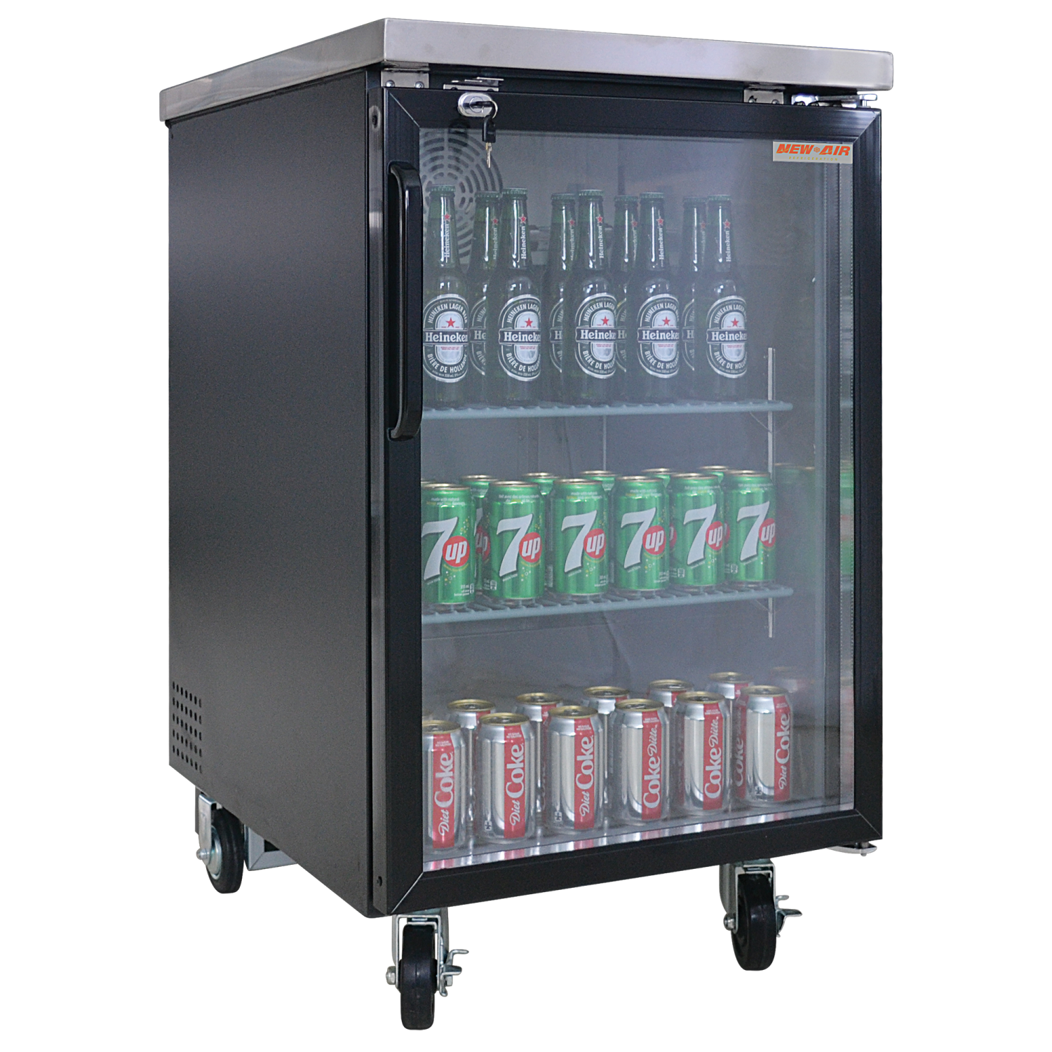 Nouveau refroidisseur de bar à porte simple en verre NBB-23-SG de 23 po - 220 L/7,8 pi3 avec - Idéal pour les bars, restaurants, hôtels et cafés