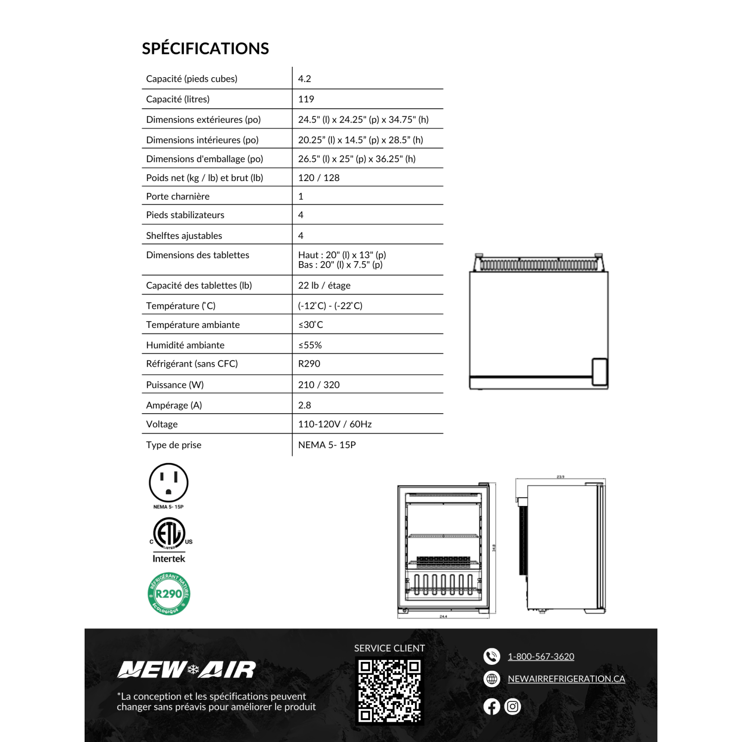 NEW AIR NCRF-24-35H Commercial Self-Serve 24" Countertop Display REFRIGERATOR / FREEZER