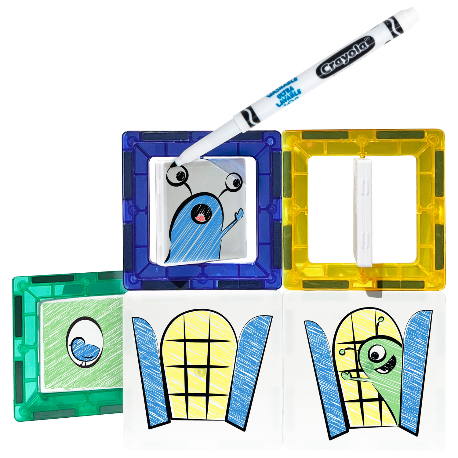 Crayola Doodle Washable Magnetic Building Tile Construction Set - 40-Piece