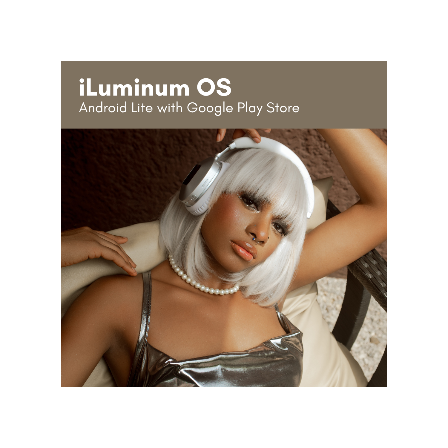 Open-box - Vernte ANC Wireless Headphones, Voice Assistant, 128GB storage, Hybrid Active Noise Cancelling, LTE, WiFi, Bluetooth, OS, 2” Screen - Black