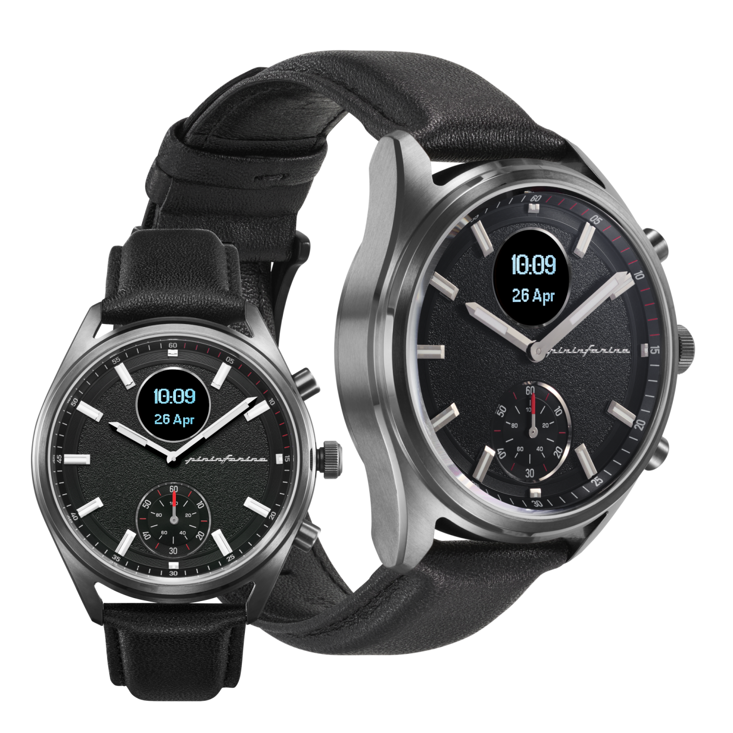 pininfarina Sintesi Hybrid 44mm Smartwatch - Analogue Watch with Italian Leather Strap, Sapphire Glass, Compass & Fitness Tracker for Heart Rate,