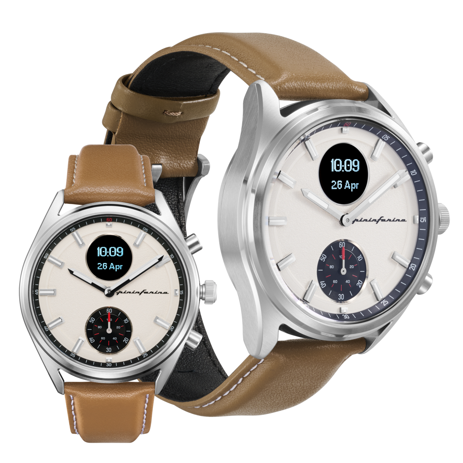 pininfarina Sintesi Hybrid 44mm Smartwatch - Analogue Watch with Italian Leather Strap, Sapphire Glass, Compass & Fitness Tracker for Heart Rate,
