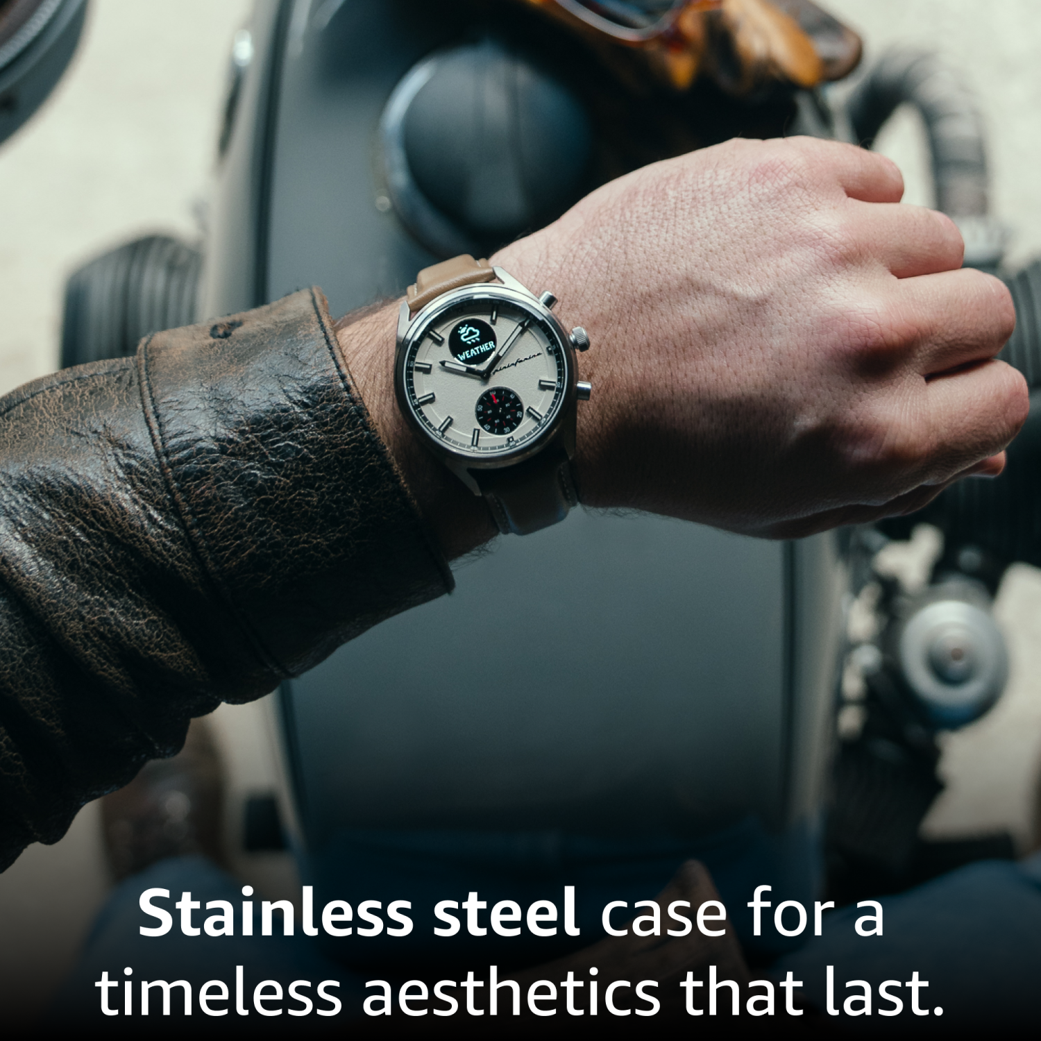 pininfarina Sintesi Hybrid 44mm Smartwatch - Analogue Watch with Italian Leather Strap, Sapphire Glass, Compass & Fitness Tracker for Heart Rate,