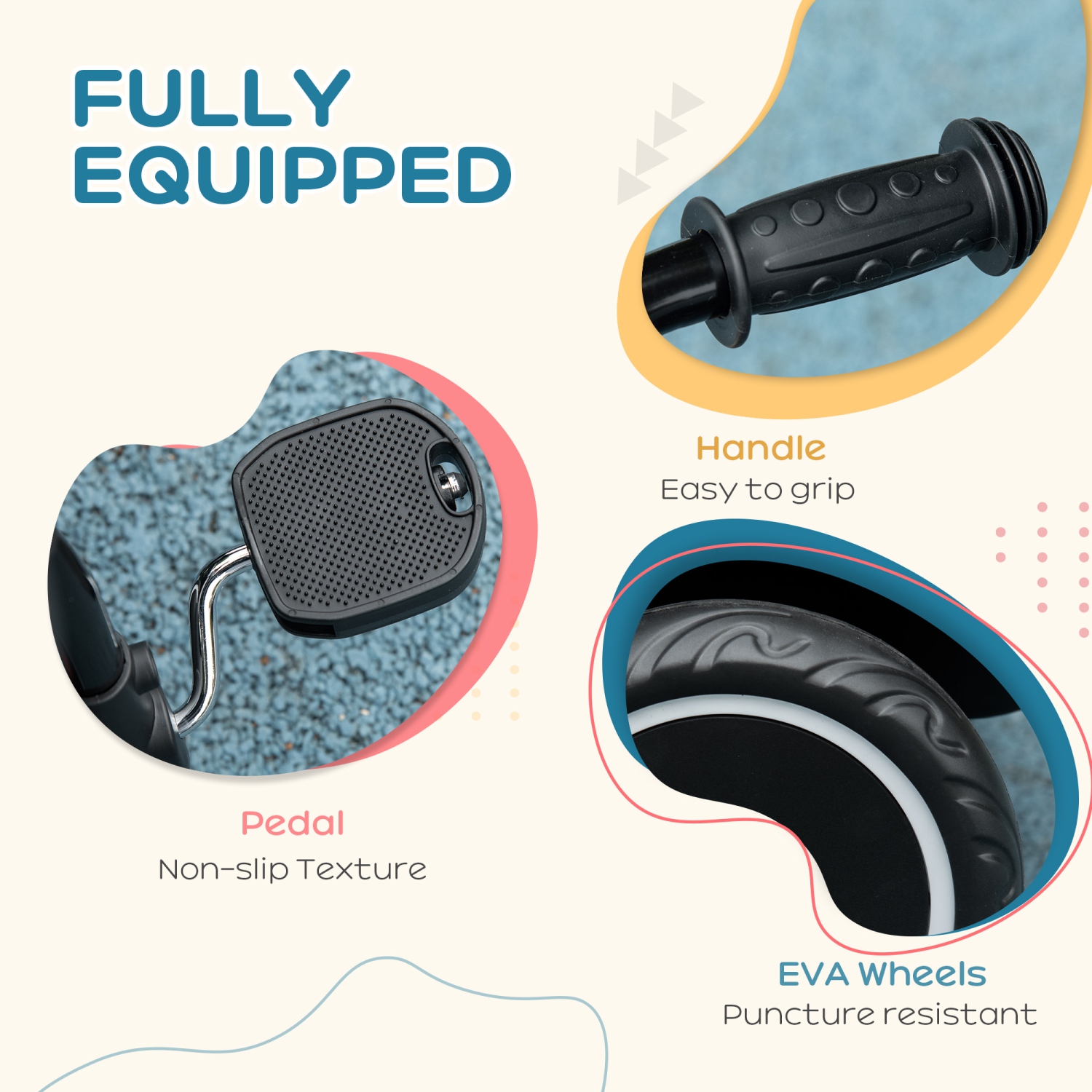 Qaba – Grand tricycle pour enfants de 2-5 ans pour filles et garçons, tricycle pour tout-petits avec siège réglable, ceinture de sécurité, deux