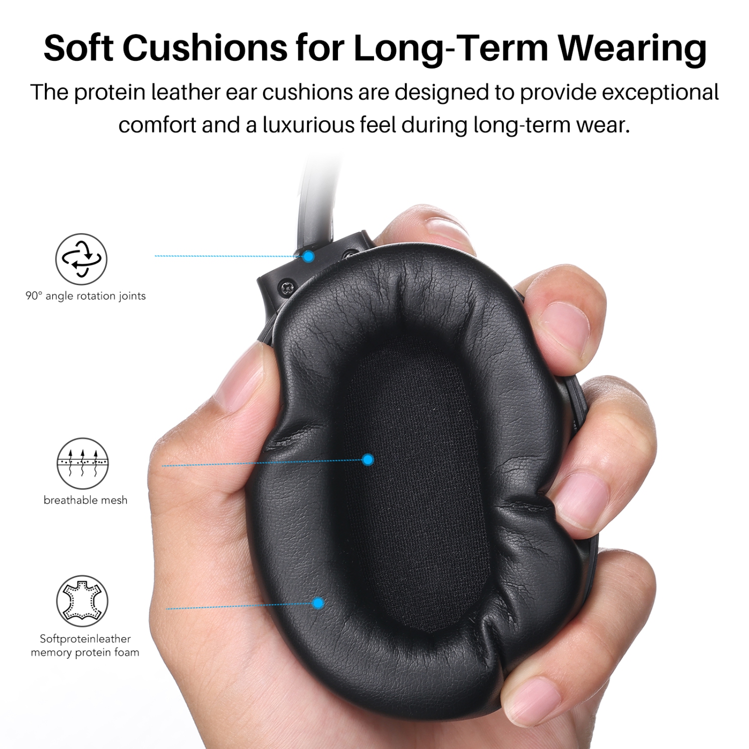 TOZO HT1 Over-Ear Noise Cancelling Bluetooth Headphones - Black