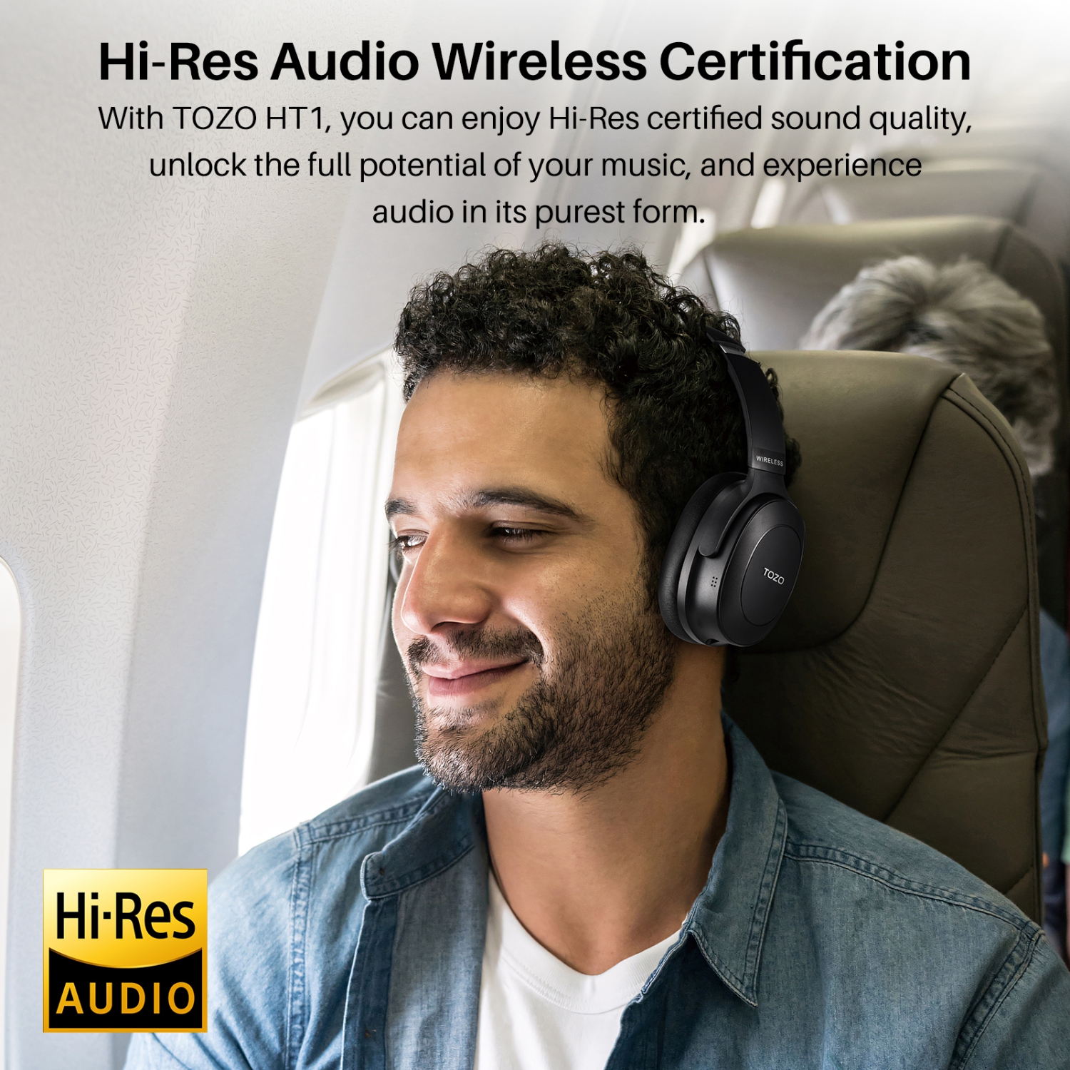 TOZO HT1 Over-Ear Noise Cancelling Bluetooth Headphones - Black