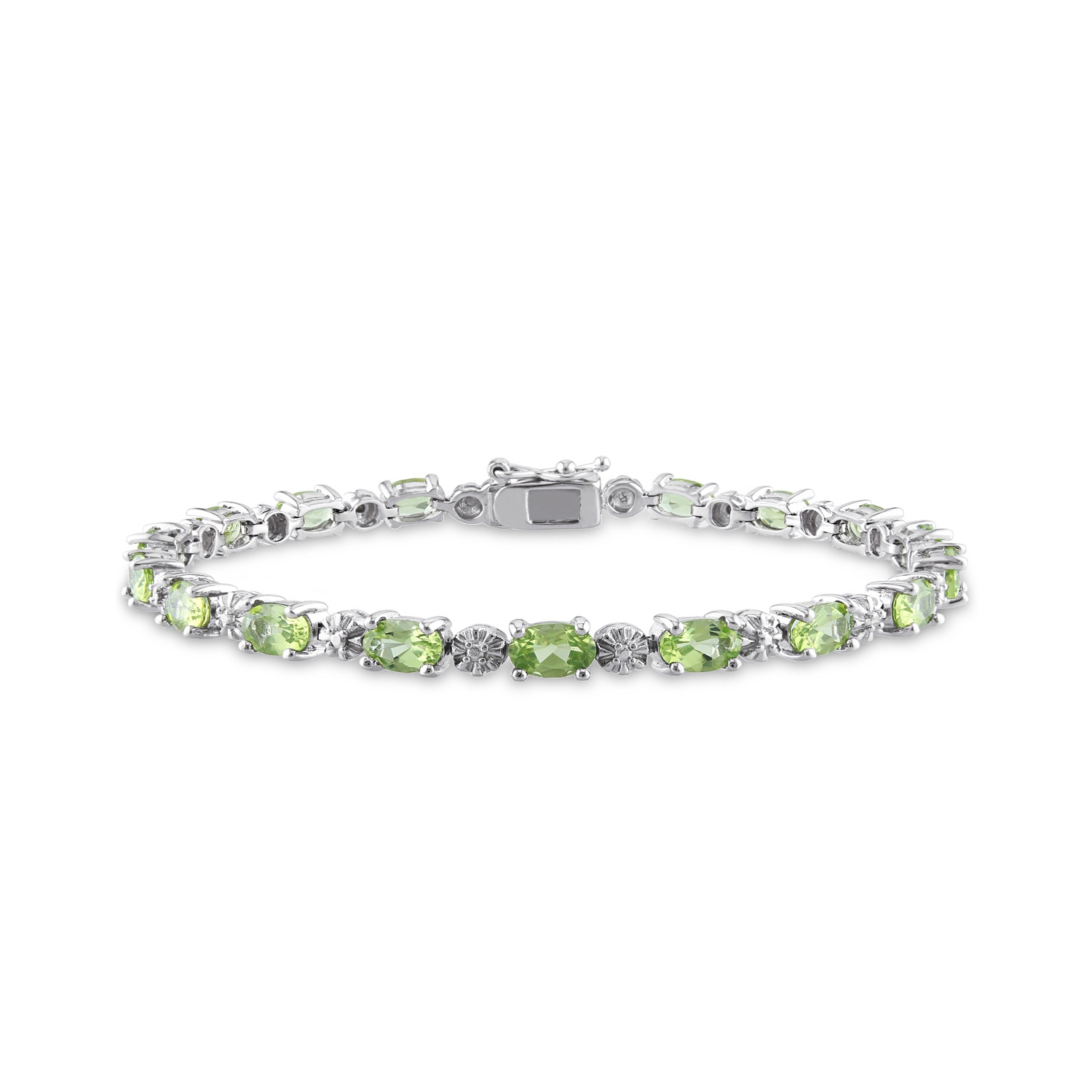 Bracelet en péridot 8,80&nbsp;carat avec diamants en argent sterling