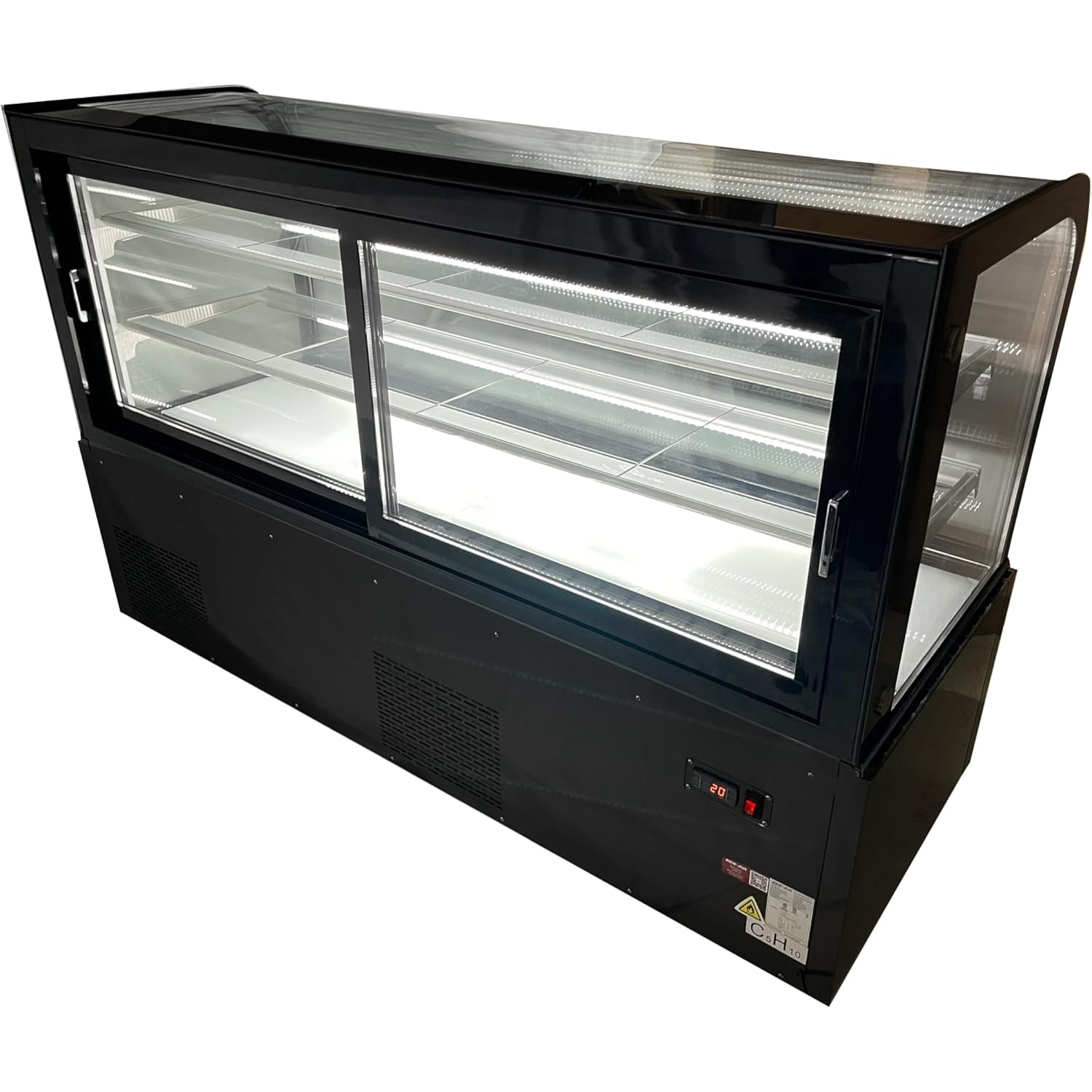 NOUVEAU AIR NDC-72-CG commercial 72" verre courbé 20,1 CU. avec Présentoir réfrigéré – idéal pour les restaurants, les cafés et les boulangeries
