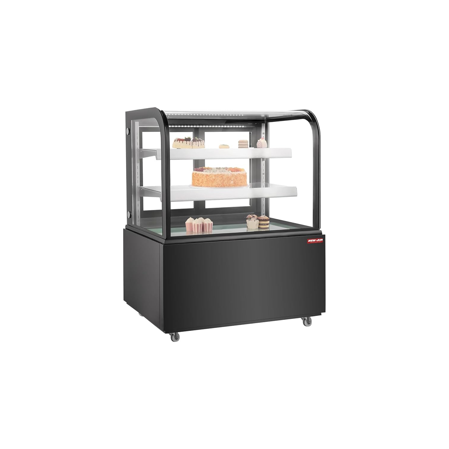 NEW AIR NDC-36-CG Commercial 36″ Curved Glass 9.5 Cu. Ft. Refrigerated Display Case - Ideal for Restaurants, Cafés & Bakeries