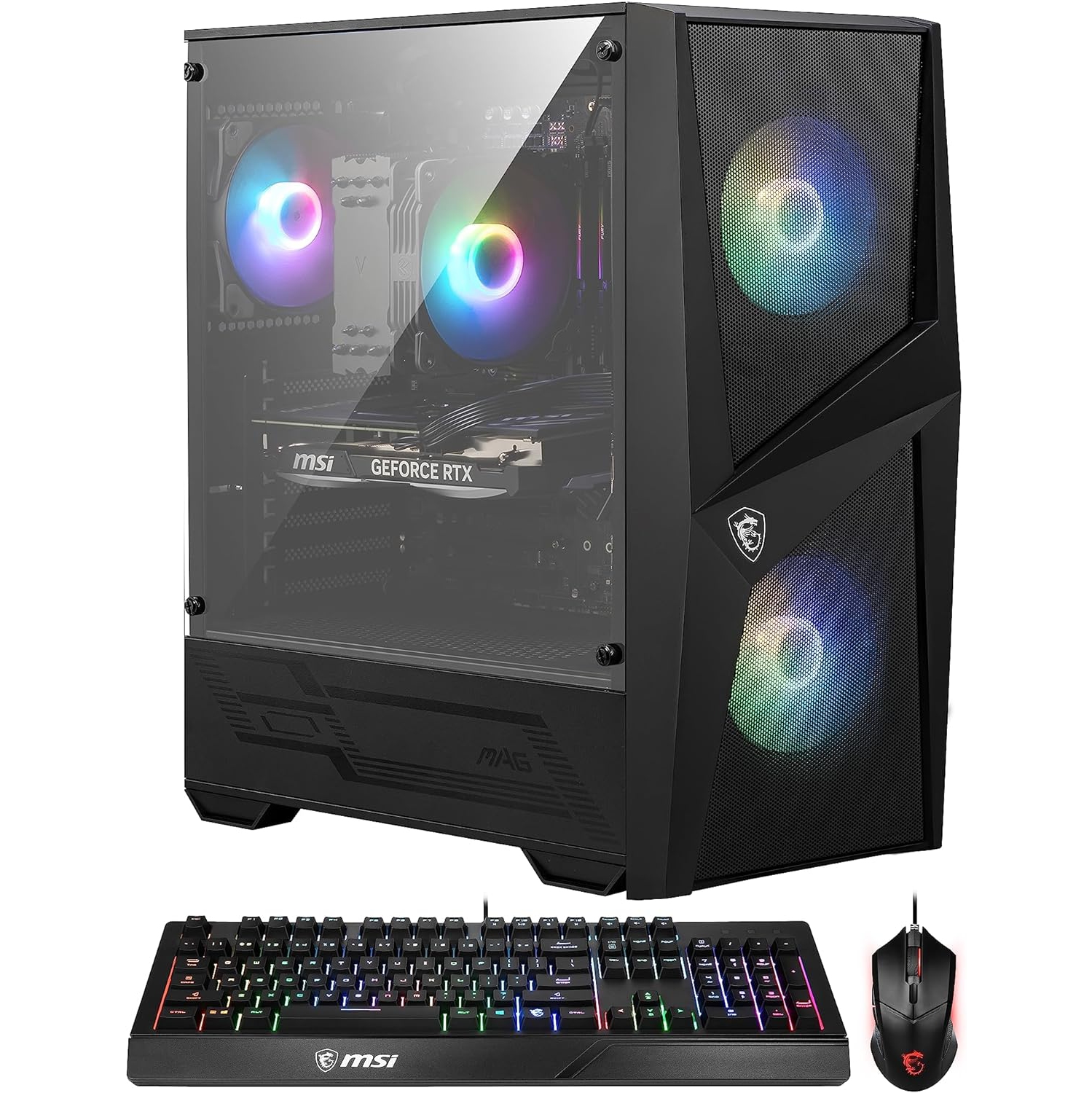 Refurbished(Excellent) MSI Codex R Gaming Desktop PC, Intel Core i5-12400F, GeForce RTX 4060, 32GB DDR5, 2TB SSD, RGB Fan Cooling, 650W 80+ Gold, Windows 11 H, Keyboard + Mouse