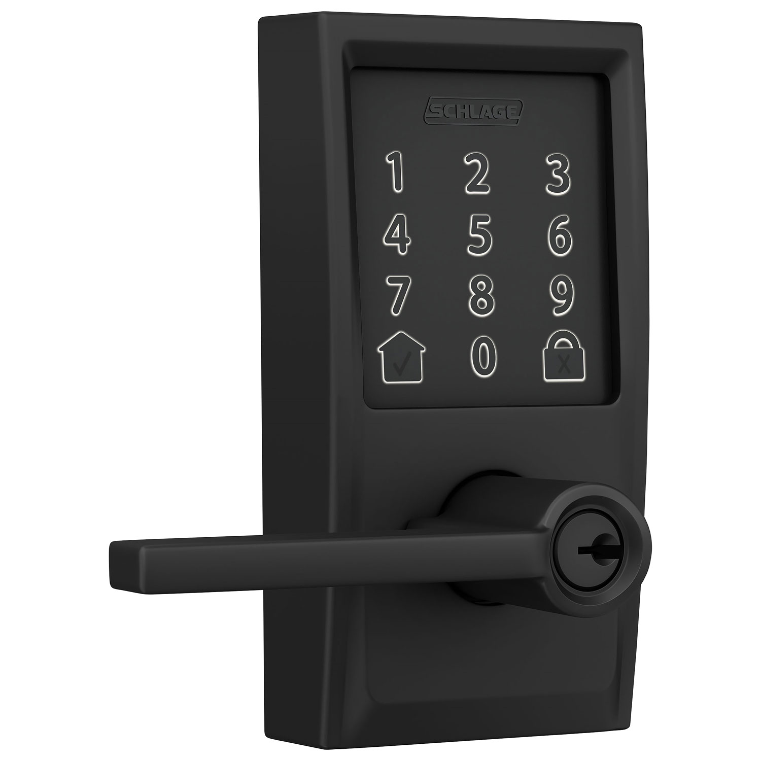 Serrure intelligente Wi-Fi Encode Latitude de Schlage avec poignée à levier - Noir mat