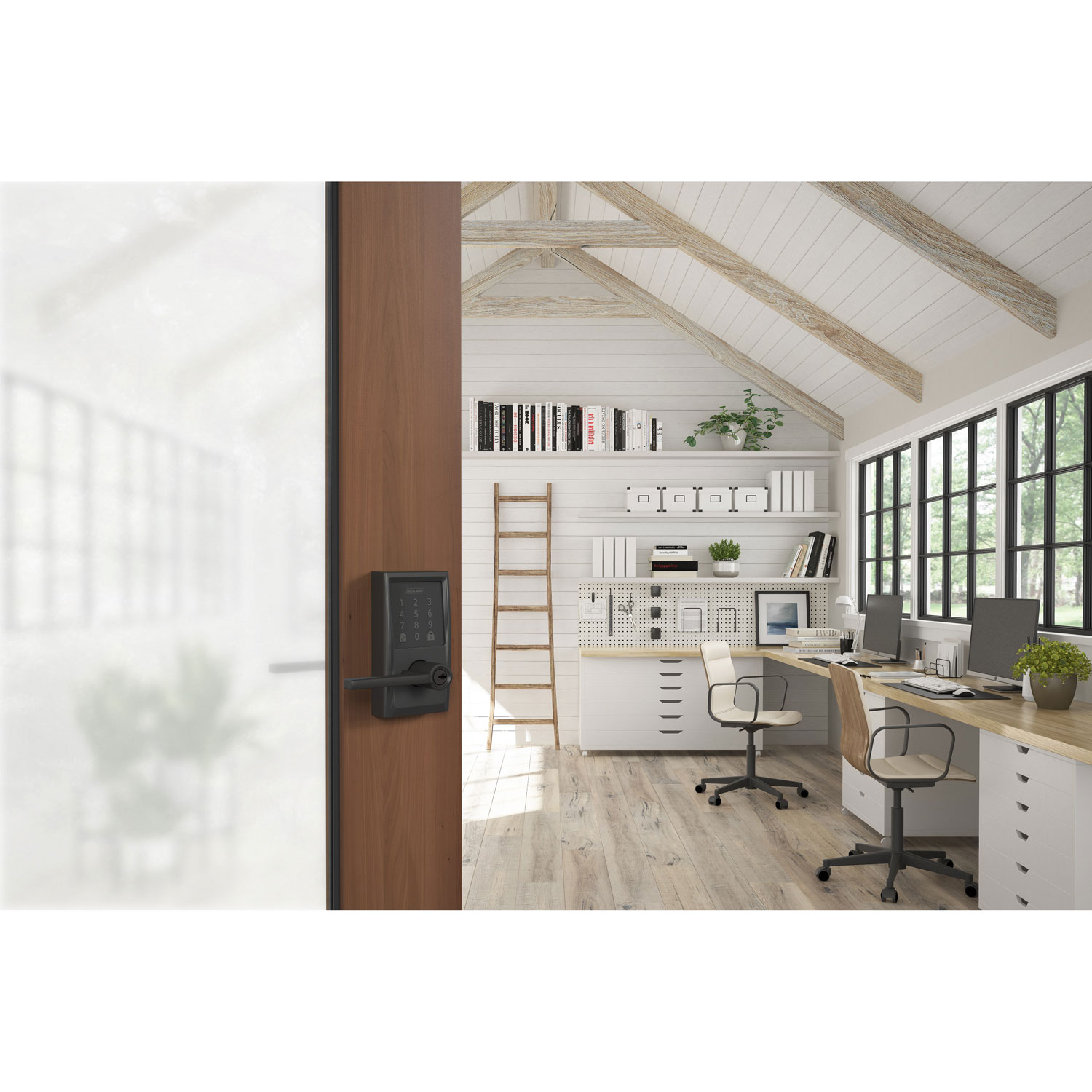 Serrure intelligente Wi-Fi Encode Latitude de Schlage avec poignée à levier - Noir mat