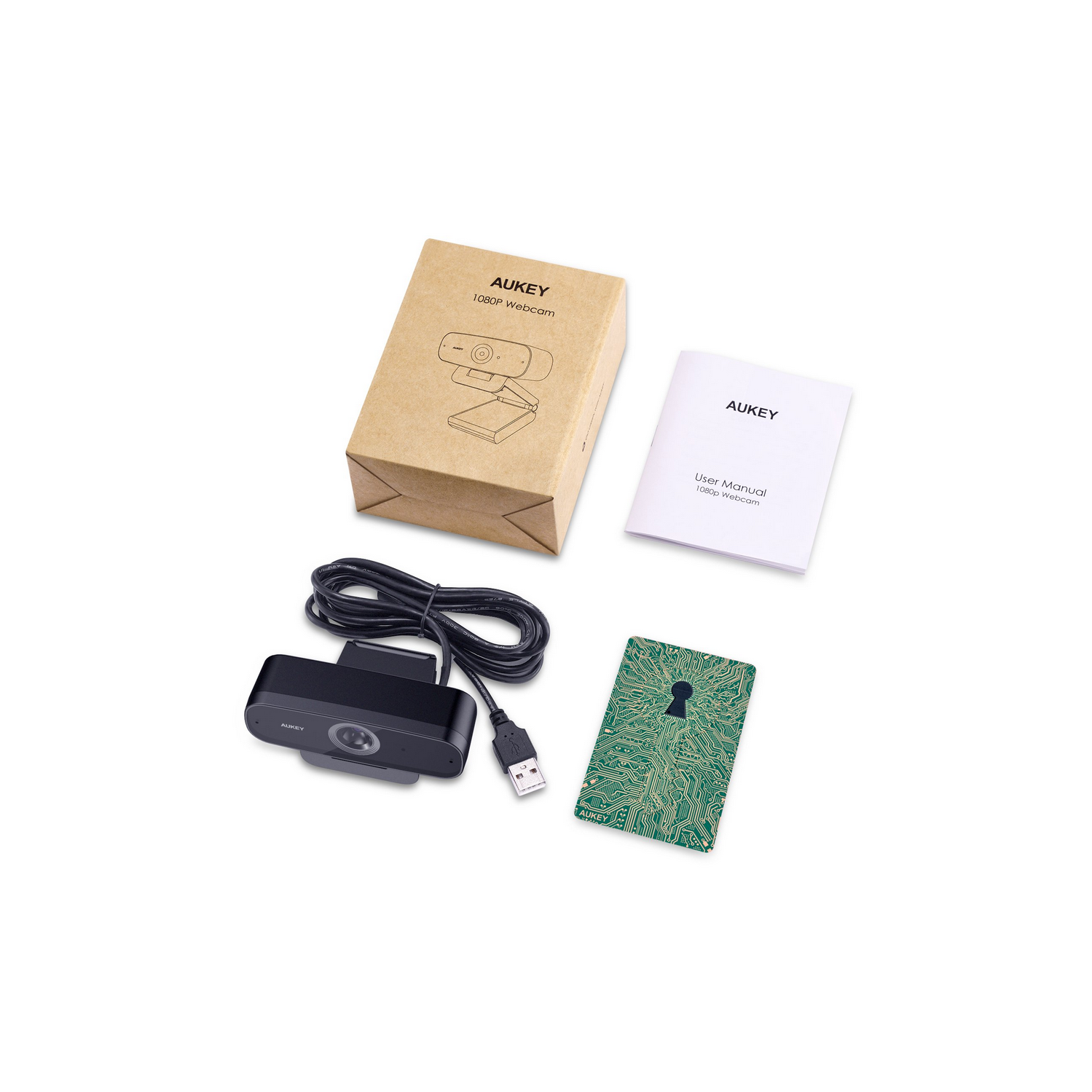 AUKEY – caméra Web 1080p avec microphone à suppression du bruit, prêt à l’emploi pour PC/Mac/ordinateur portatif/MacBook/tablette, noir