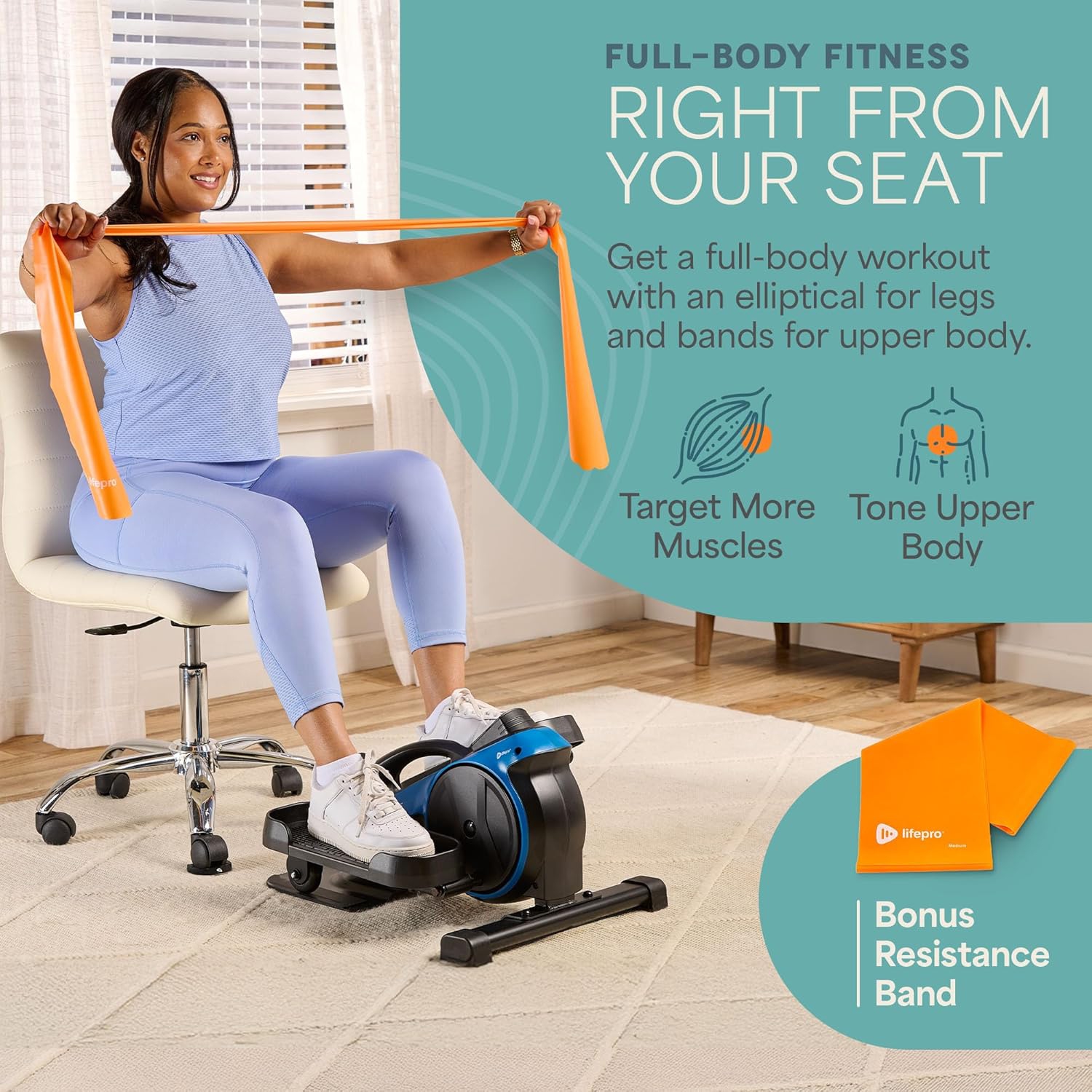 LifePro Under Desk Elliptical & Bike Pedal Exerciser - Perfect for Seniors, Adults & Teens - Desk Workout & Foot Pedal Exerciser