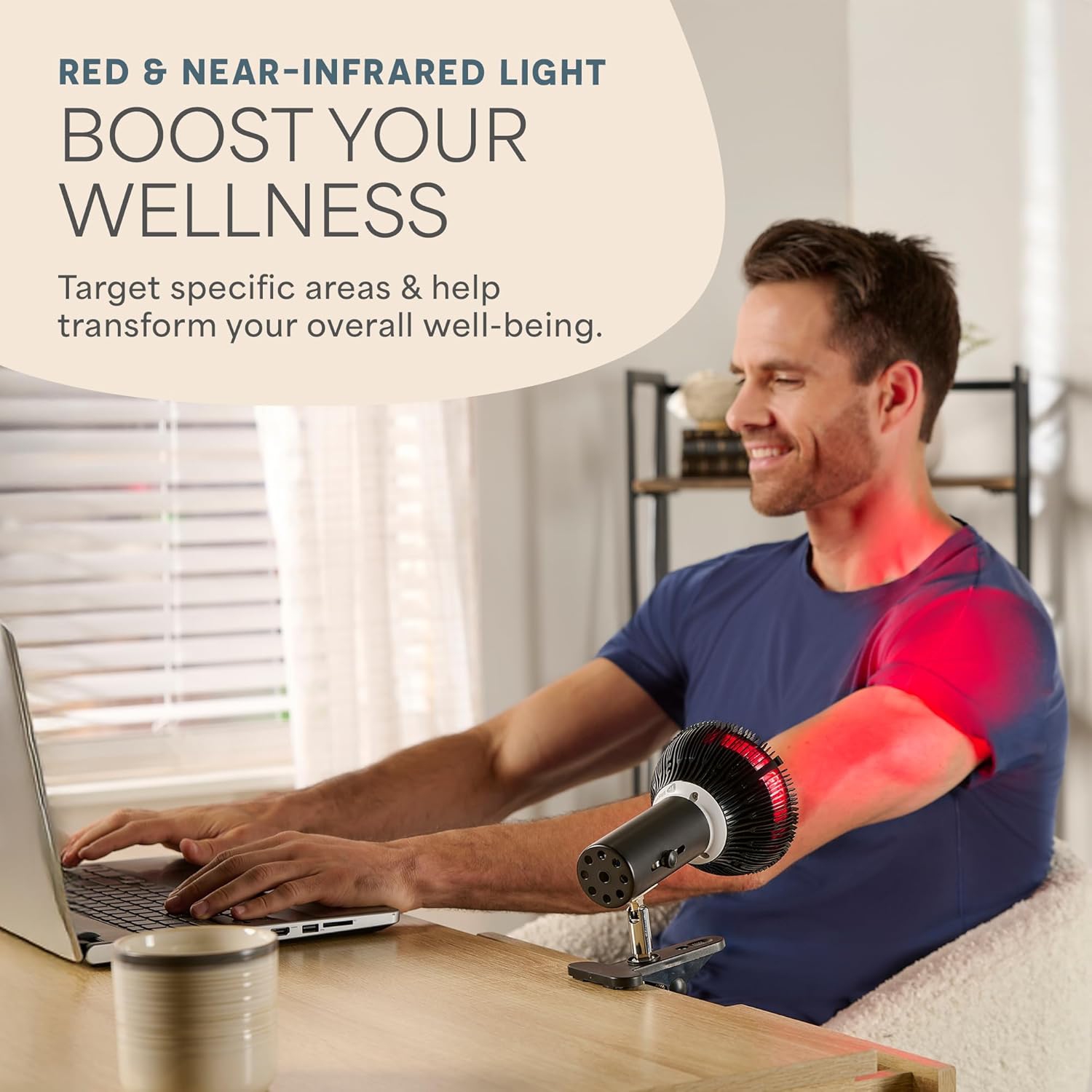 InfraGlow NIR & Red Light Therapy Lamp - 18 LED à pince pour thérapie par lumière rouge à domicile, soulagement de la douleur, bien-être de la peau