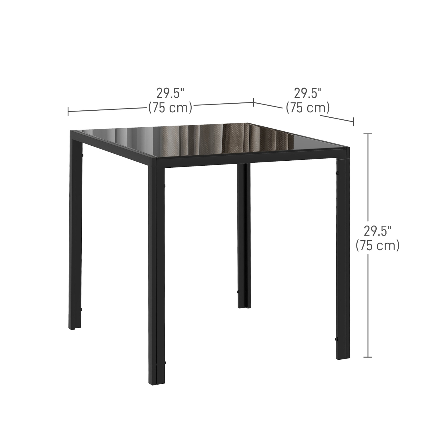 HOMCOM – Table de salle à manger carrée pour 2-4 personnes, table de cuisine moderne avec table en verre trempé et pattes en métal pour salle à