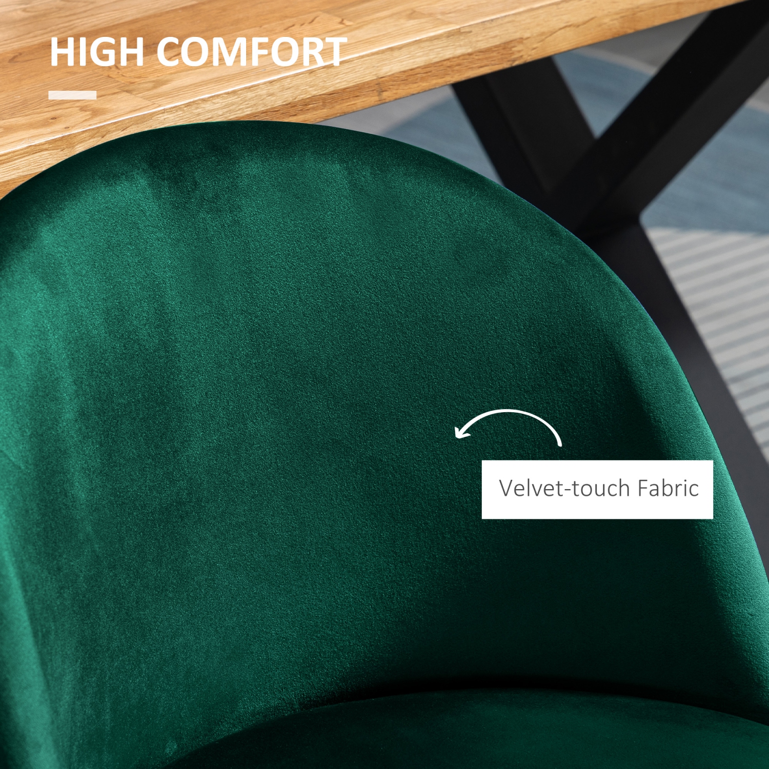 HOMCOM – Ensemble de 2 chaises de salle à manger modernes, chaises de cuisine rembourrées en velours à dossier mi-hauteur, chaise d’appoint pour