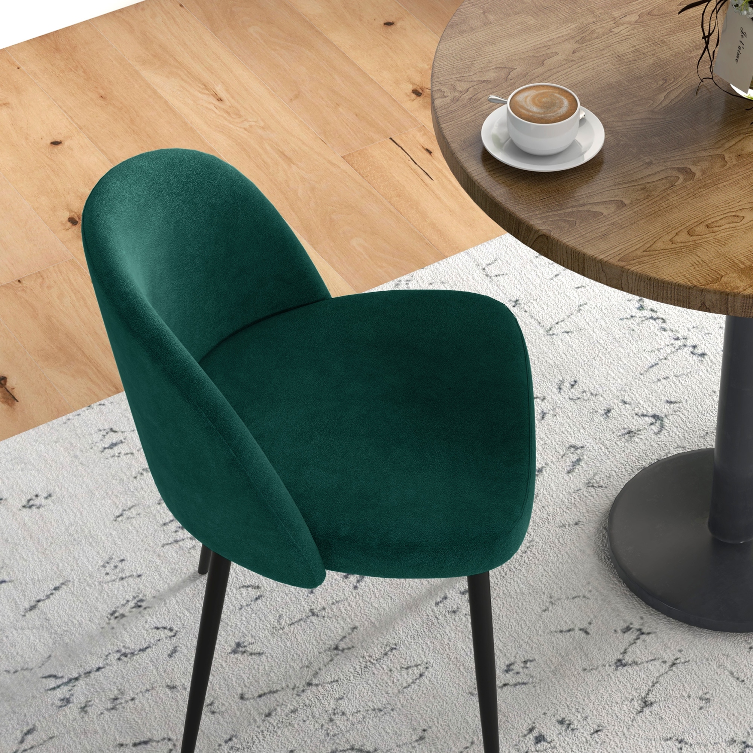 HOMCOM – Ensemble de 2 chaises de salle à manger modernes, chaises de cuisine rembourrées en velours à dossier mi-hauteur, chaise d’appoint pour