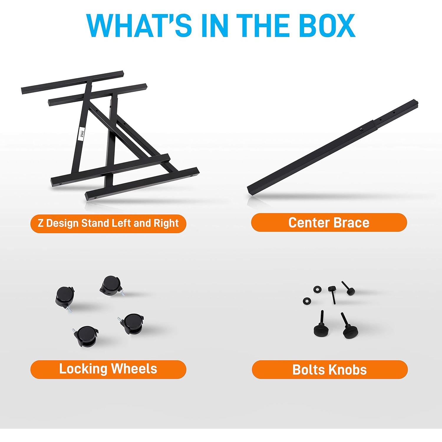 Pyle Port Universal Electronic Black Heavy-Duty Z Style Keyboard Organ Holder Rack Portable Piano Stand W/Adjustable Height and Width, Locking Wheels