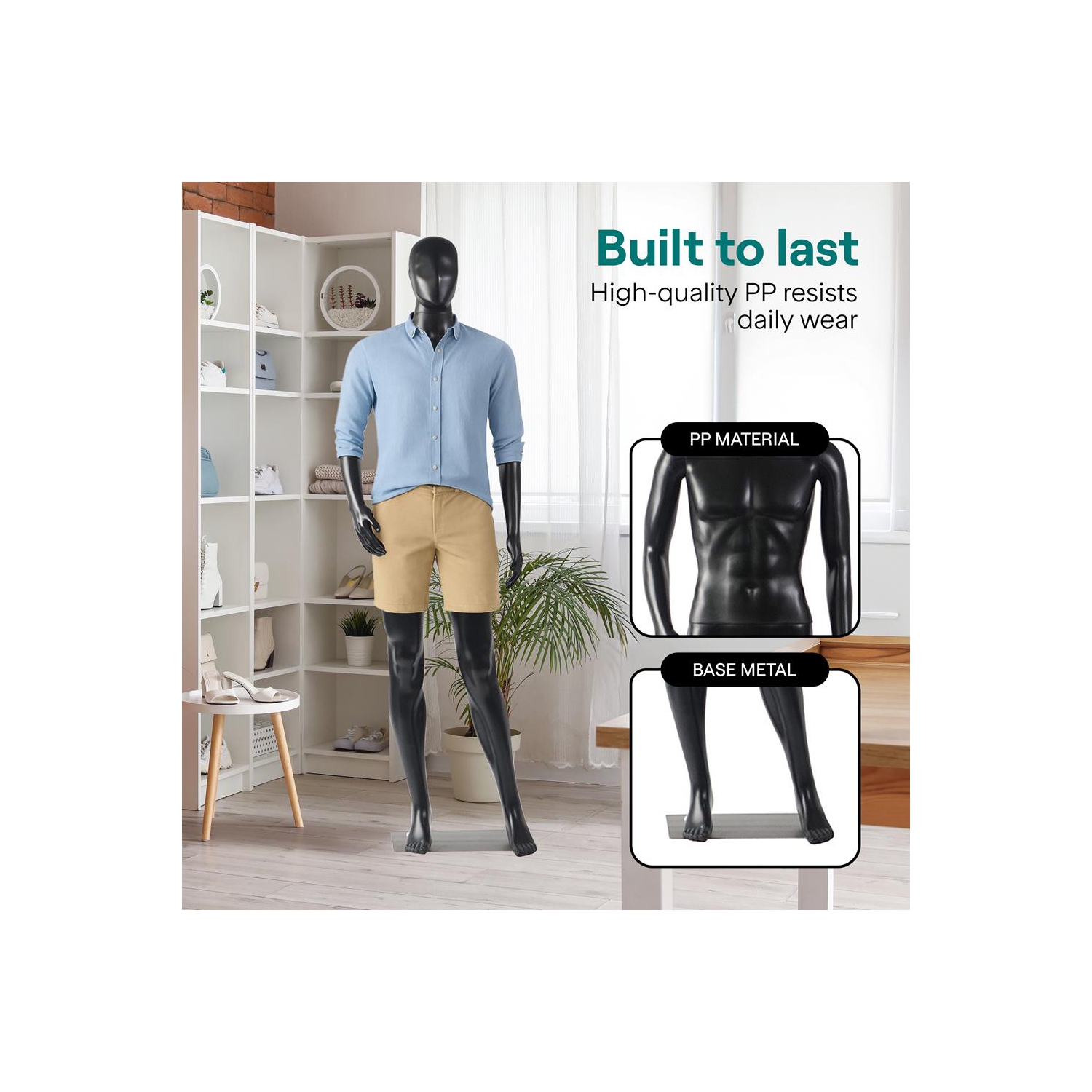 SereneLife Adjustable Male Mannequin Full Body Body-73 Detachable Man Dress Form Whole Figure Poseable Life Size Dummy Torso-for Retail Clothing