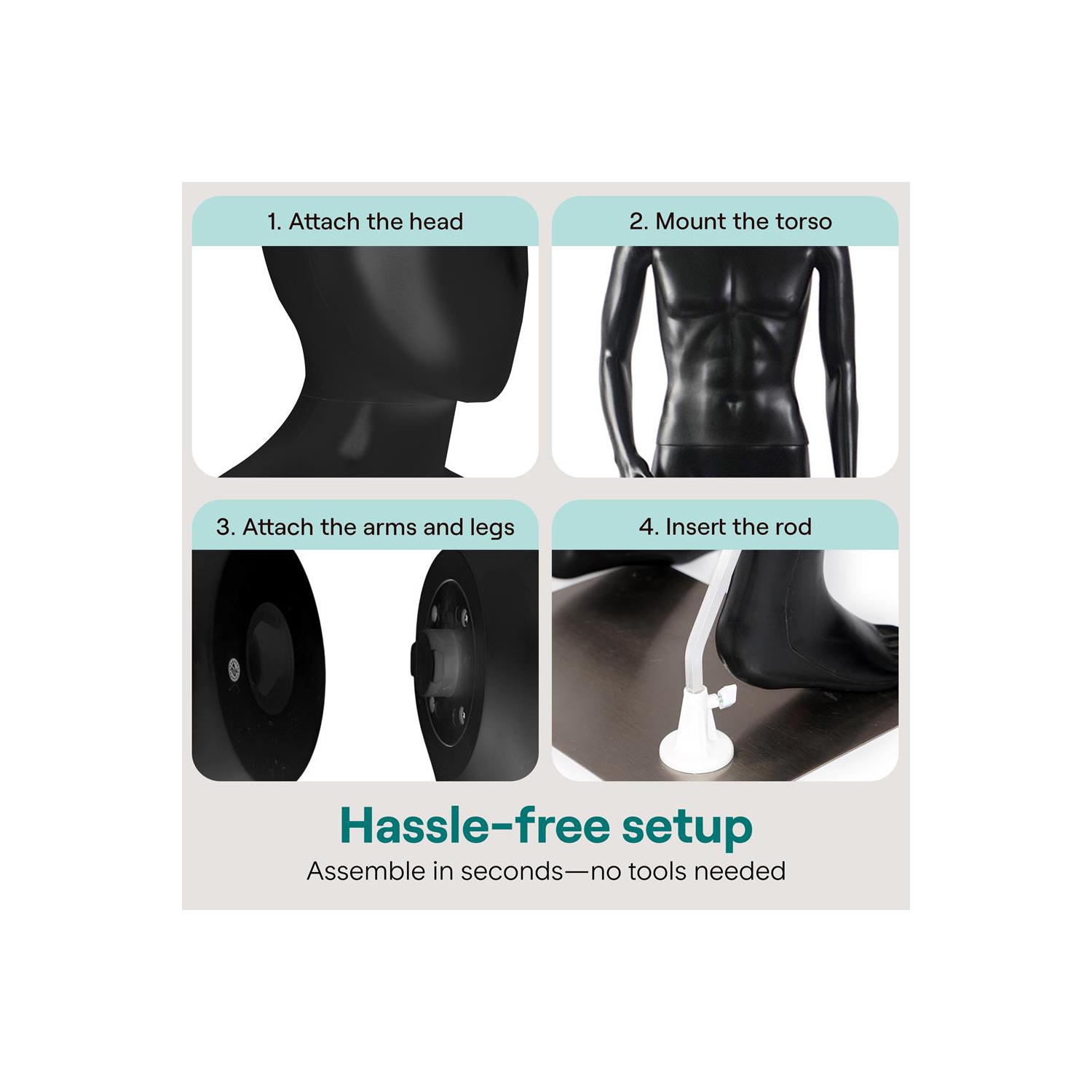 SereneLife Adjustable Male Mannequin Full Body Body-73 Detachable Man Dress Form Whole Figure Poseable Life Size Dummy Torso-for Retail Clothing