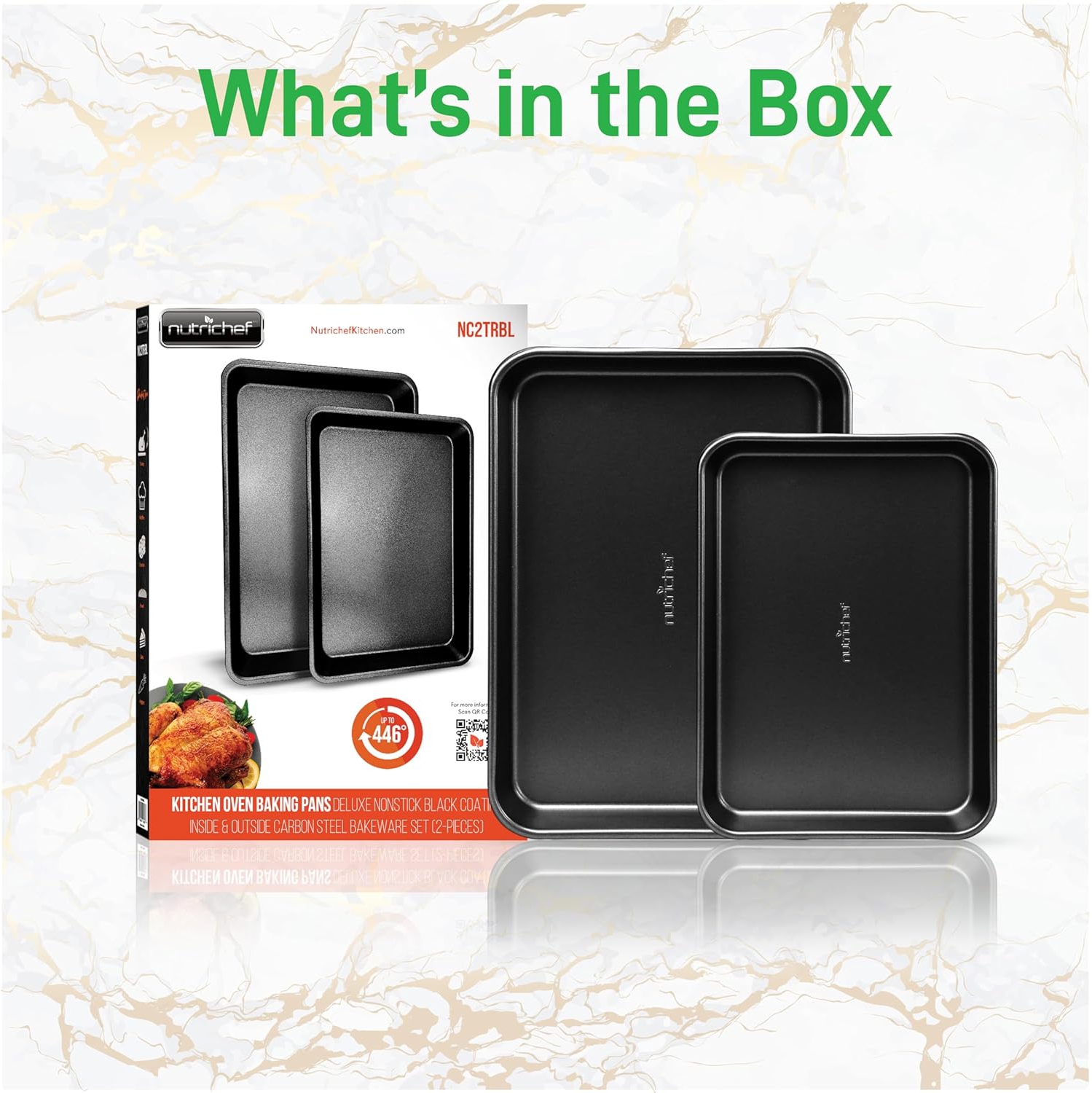 Plaques de cuisson NutrisChef, plaques à biscuits antiadhésives pour le four, 2 plateaux de cuisson Premium grand et moyen, empilables et durables,