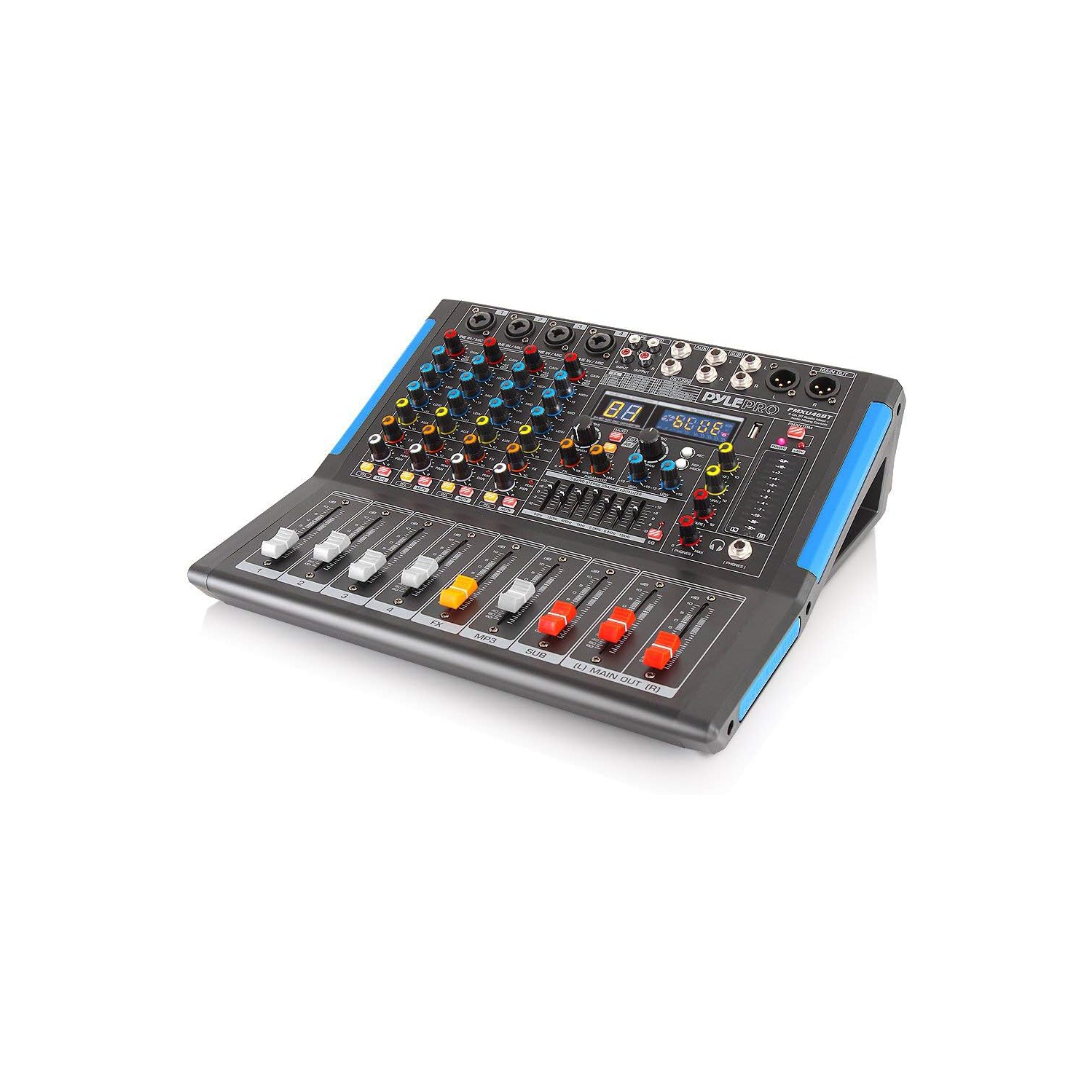 Pyle 4-Channel Bluetooth Studio Audio Mixer-DJ Sound Controller Interface with USB Drive for PC Recording Input, XLR Microphone Jack,48V