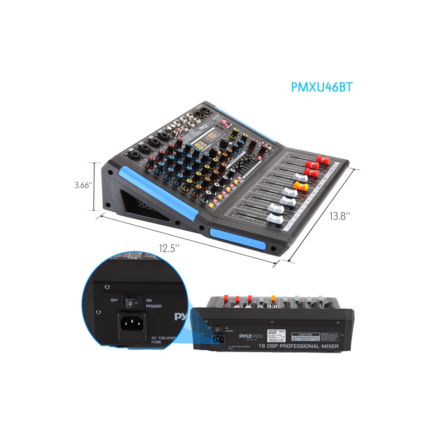 Pyle 4-Channel Bluetooth Studio Audio Mixer-DJ Sound Controller Interface with USB Drive for PC Recording Input, XLR Microphone Jack,48V