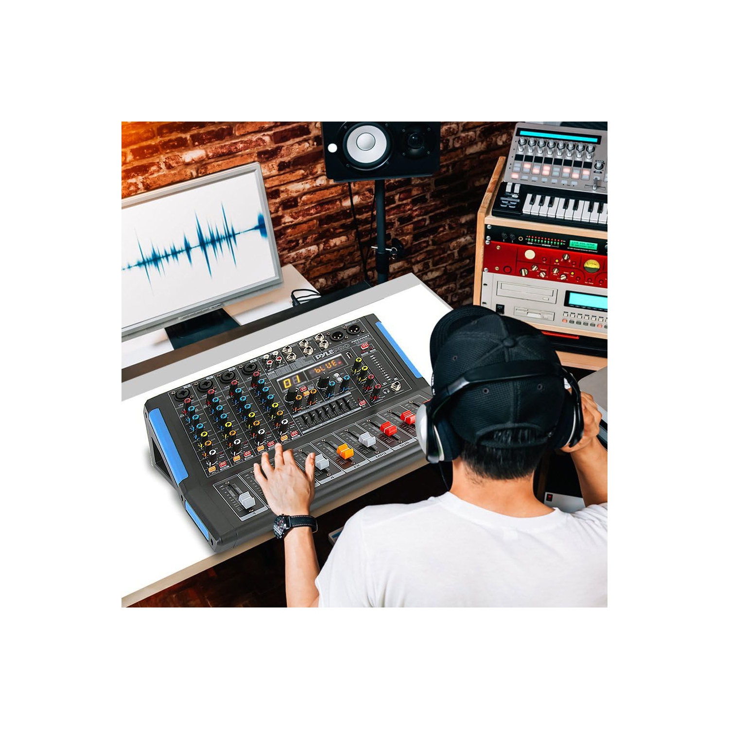 Pyle 4-Channel Bluetooth Studio Audio Mixer-DJ Sound Controller Interface with USB Drive for PC Recording Input, XLR Microphone Jack,48V