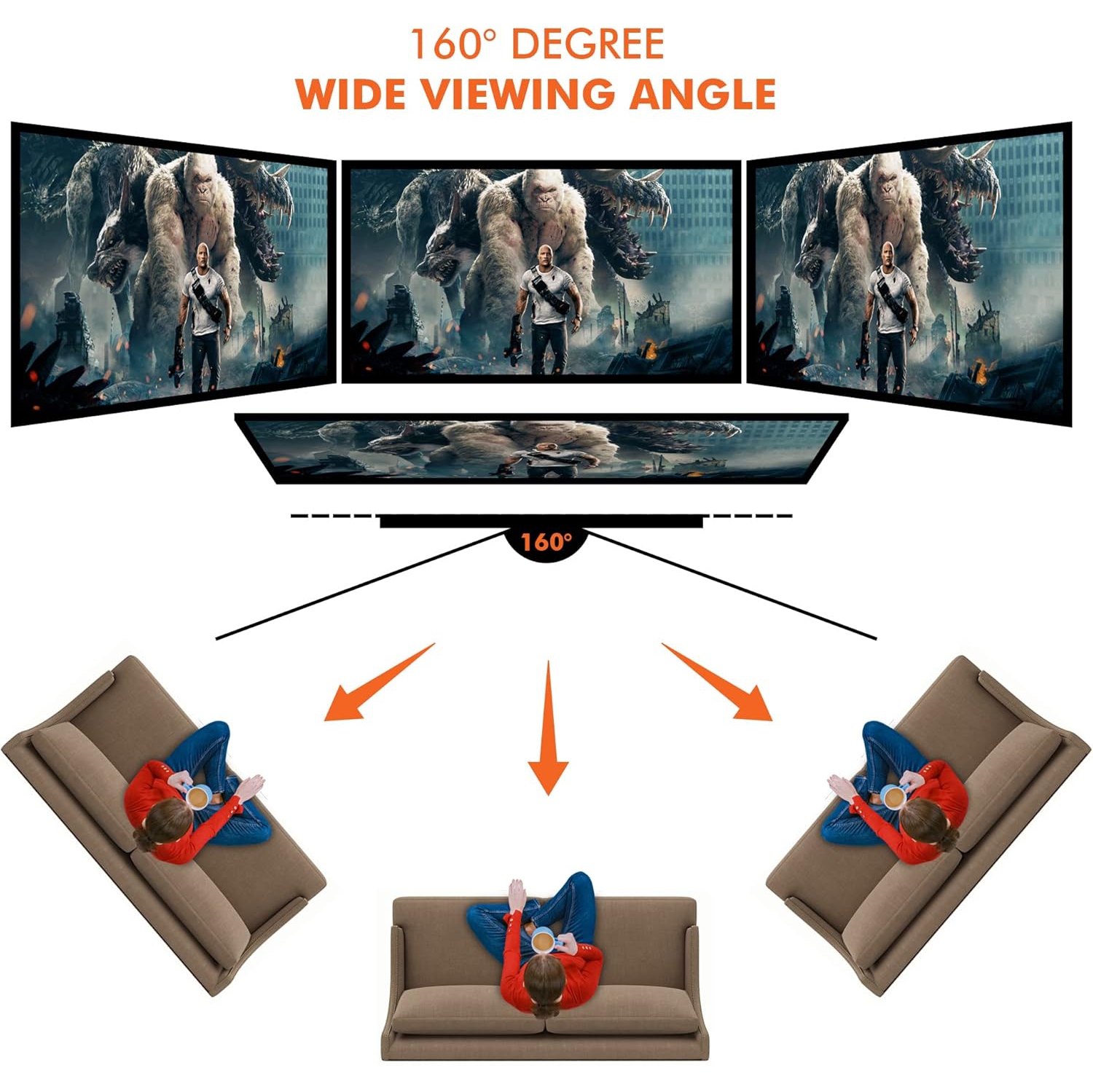 Écran de projection extérieur portatif et léger 80 po HD 16:9 4K de Pyle avec support, écran de projection de films d'intérieur pliable et cadre pour