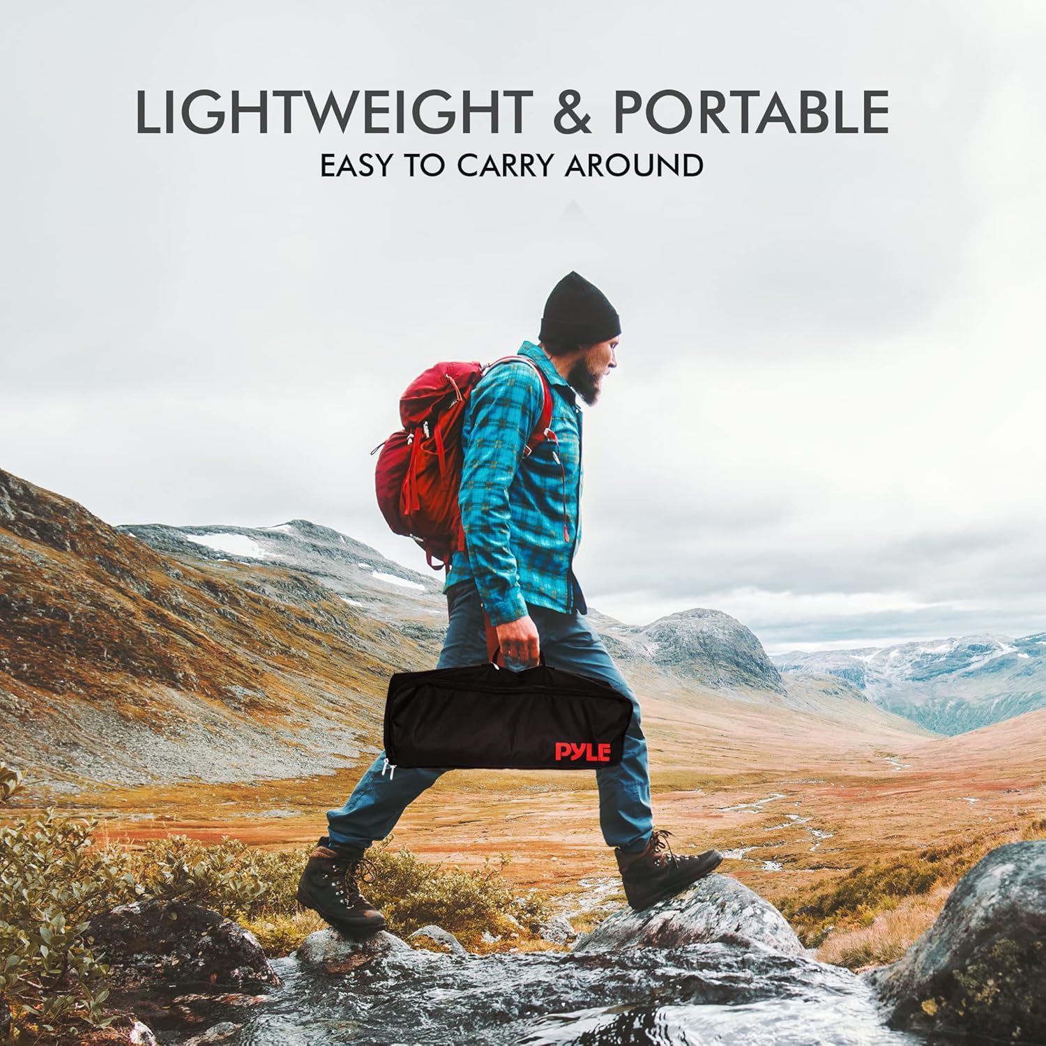 Écran de projection extérieur portatif et léger 80 po HD 16:9 4K de Pyle avec support, écran de projection de films d'intérieur pliable et cadre pour