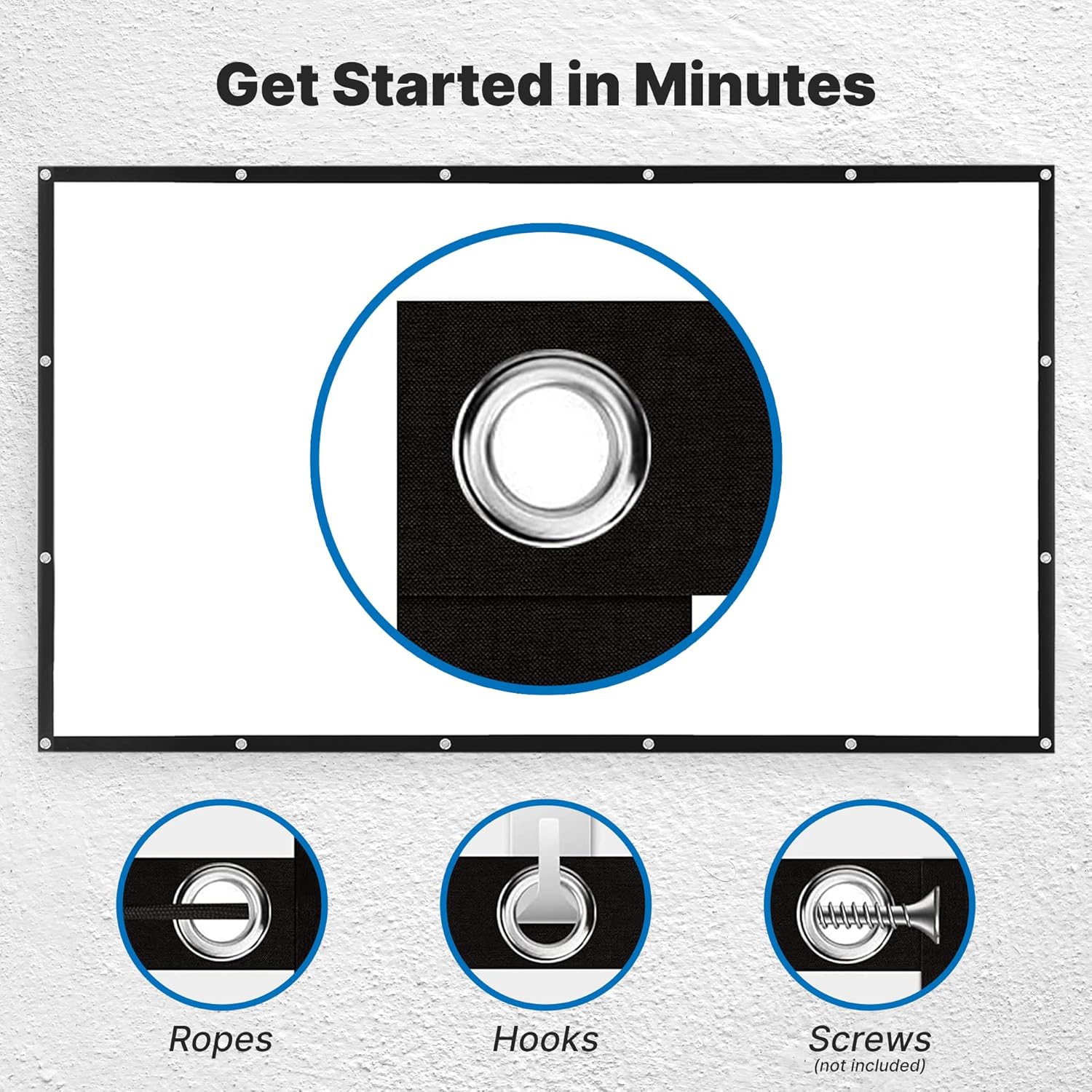 Écran de projection pliable portatif de Pyle, 120 po, HD 16:9, 4K, léger, intérieur, extérieur, écran de projection vidéo anti-pli, pour cinéma