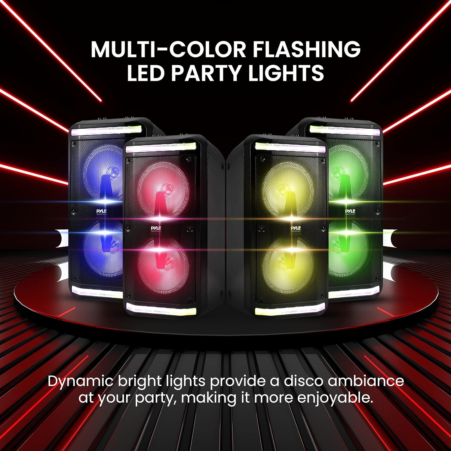 Pyle Portable Bluetooth PA Speaker System-600W Rechargeable Indoor/Outdoor Bluetooth Speaker Portable PA System w/Recorder, Microphone in, Party