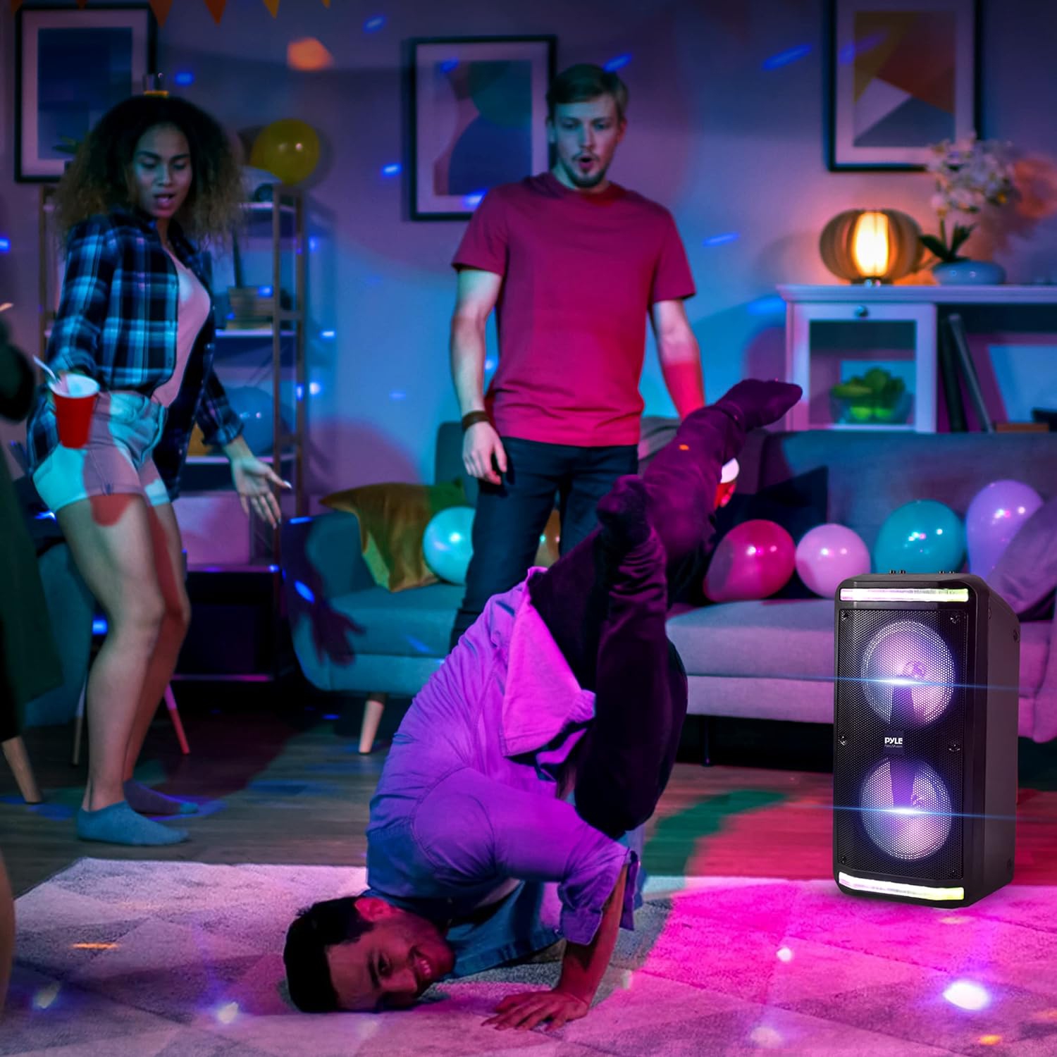 Pyle Portable Bluetooth PA Speaker System-600W Rechargeable Indoor/Outdoor Bluetooth Speaker Portable PA System w/Recorder, Microphone in, Party