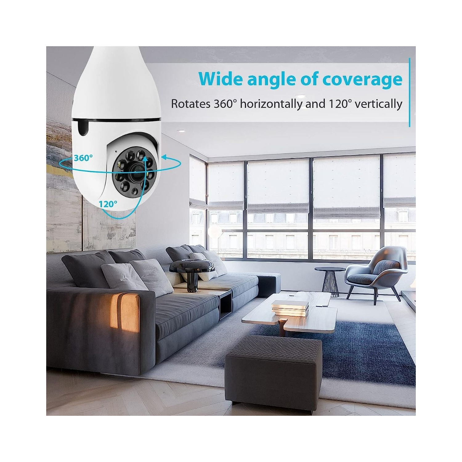 Ampoule sans fil Wi-Fi 1080P caméras de surveillance extérieures sans fil, prises d'éclairage intérieures 360 degrés caméras de sécurité pour la