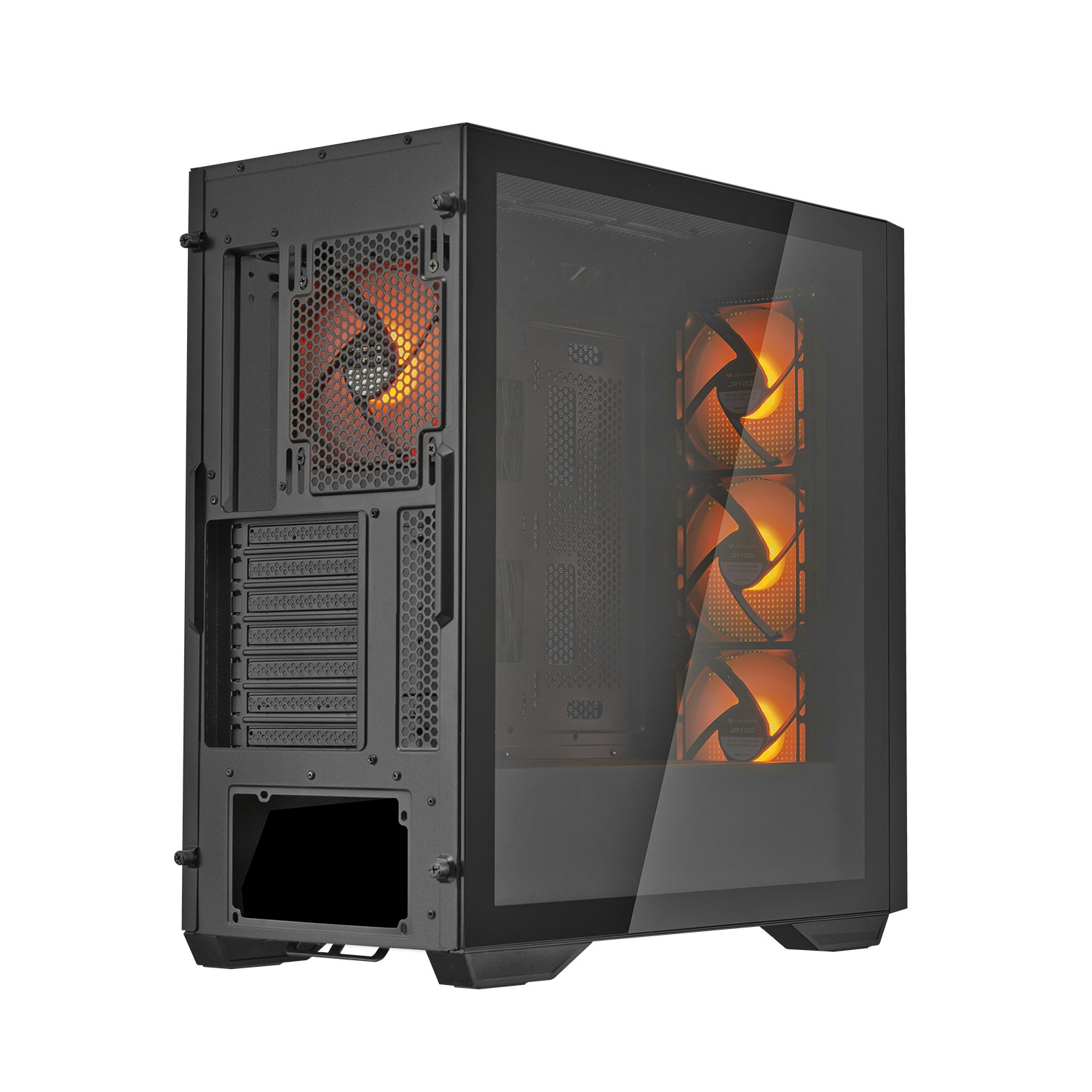 Cougar UNIFACE RGB Mid Tower ATX Computer Case, Tempered Glass Side Panel, 4 x 120mm ARGB Fans Pre-Installed, Black