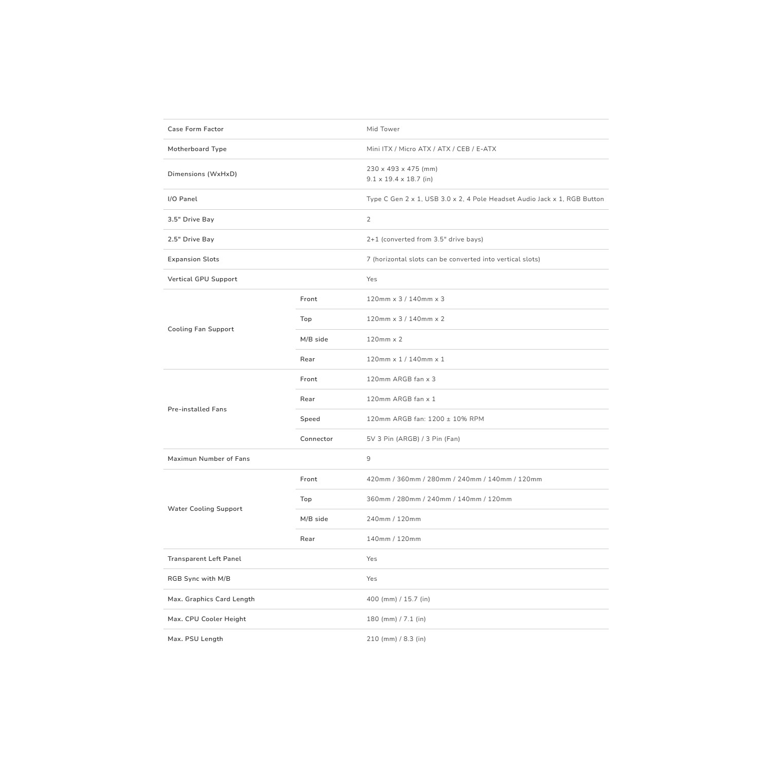 Cougar UNIFACE RGB Mid Tower ATX Computer Case, Tempered Glass Side Panel, 4 x 120mm ARGB Fans Pre-Installed, Black